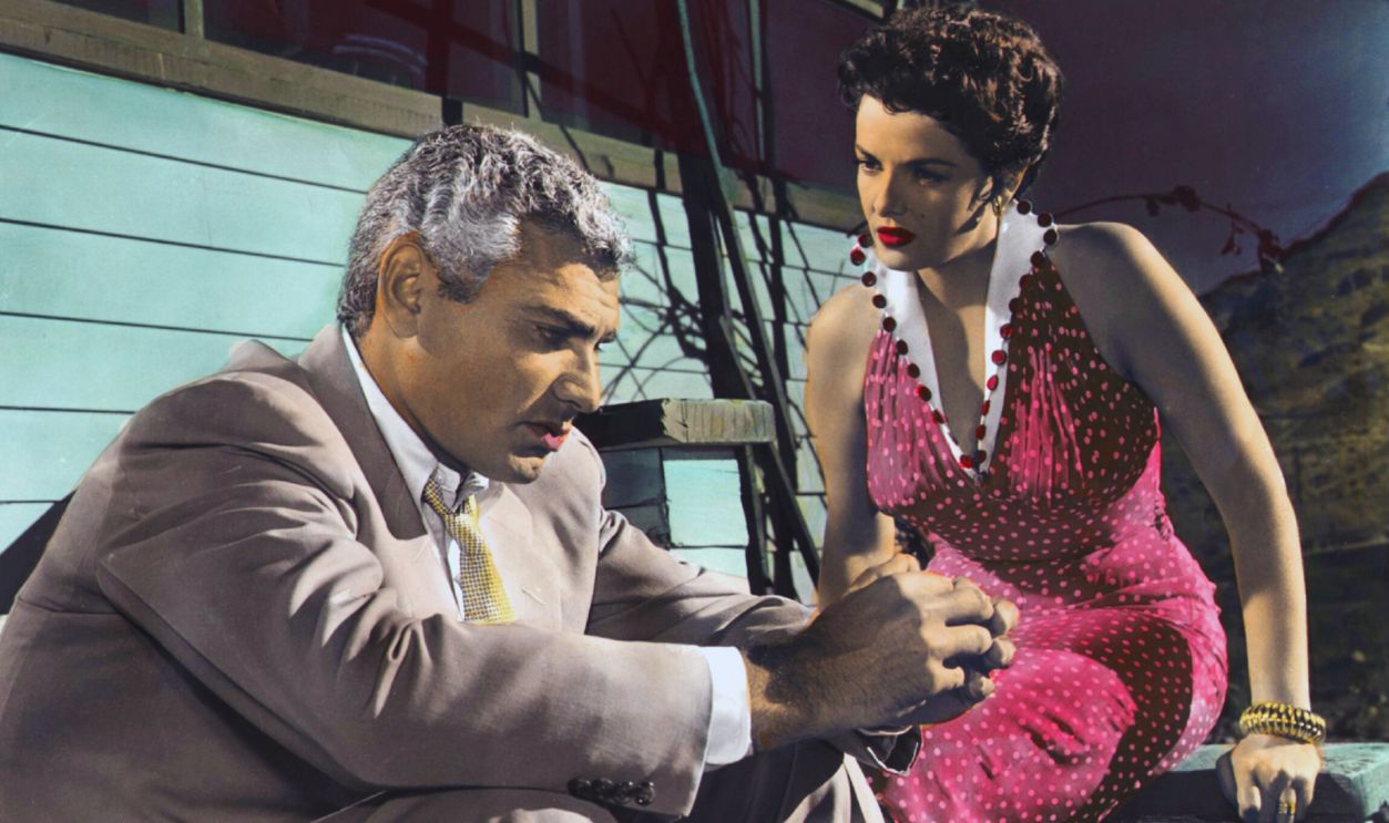 Gettyimages - 1262797173, Goldenes Feuer Kino. Goldenes Feuer, (FOXFIRE) USA, 1955, Regie: Joseph Pevney, JEFF CHANDLER, JANE RUSSELL. 