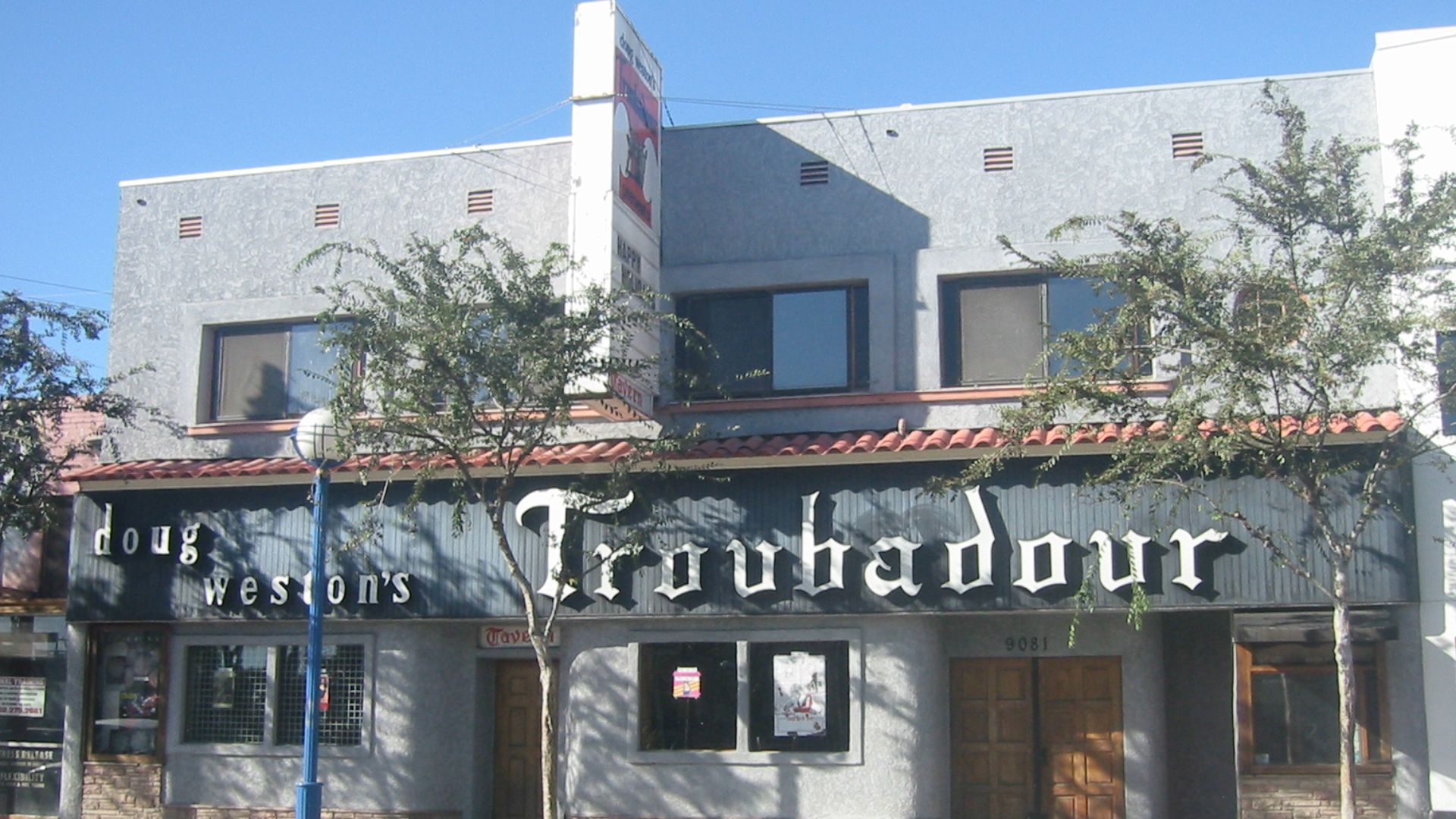 Exterior of Doug Weston's Troubadour nightclub in West Hollywood, CA