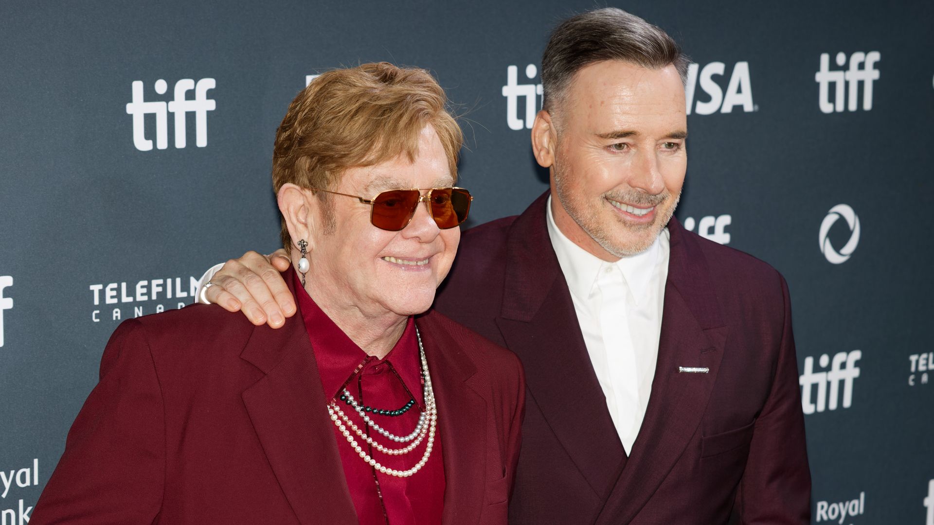 Elton John and David Furnish at the 2024 Toronto International Film Festival (TIFF) for the movie Elton John: Never Too Late.