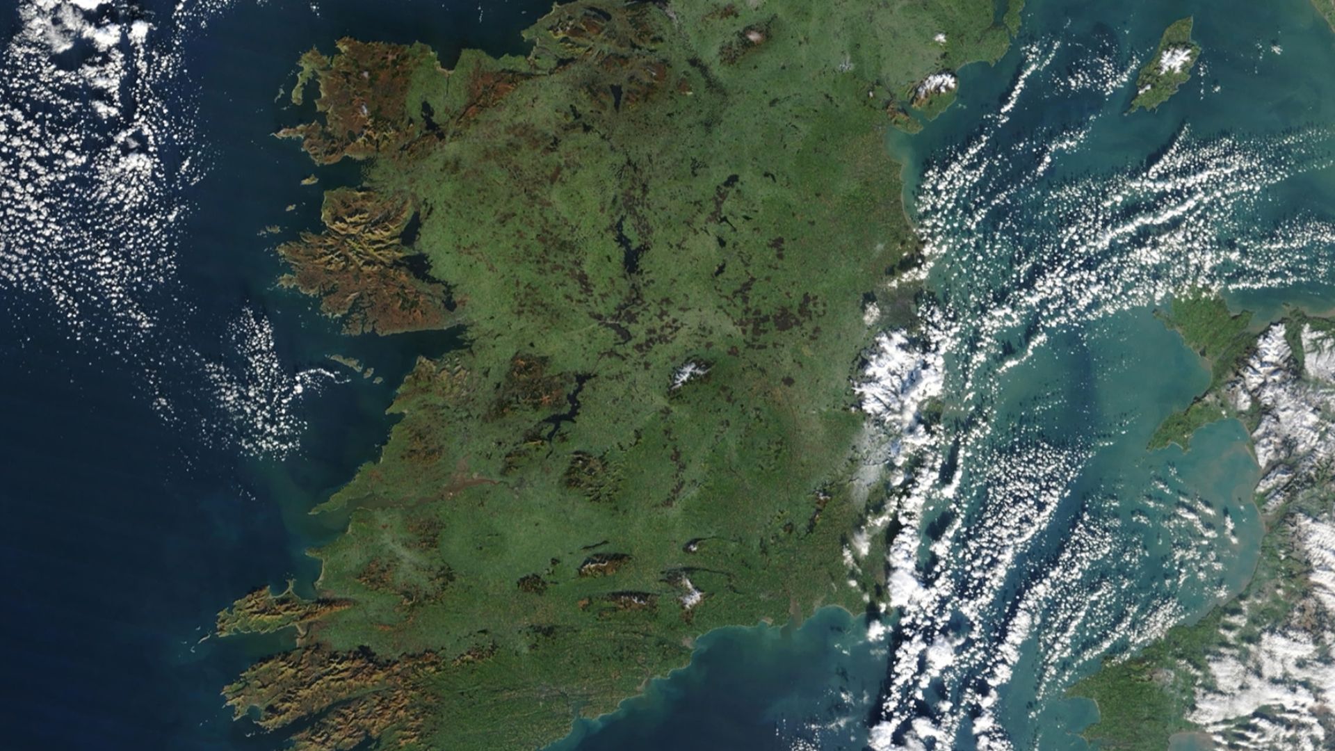 A true colour image of Ireland captured by a NASA satellite