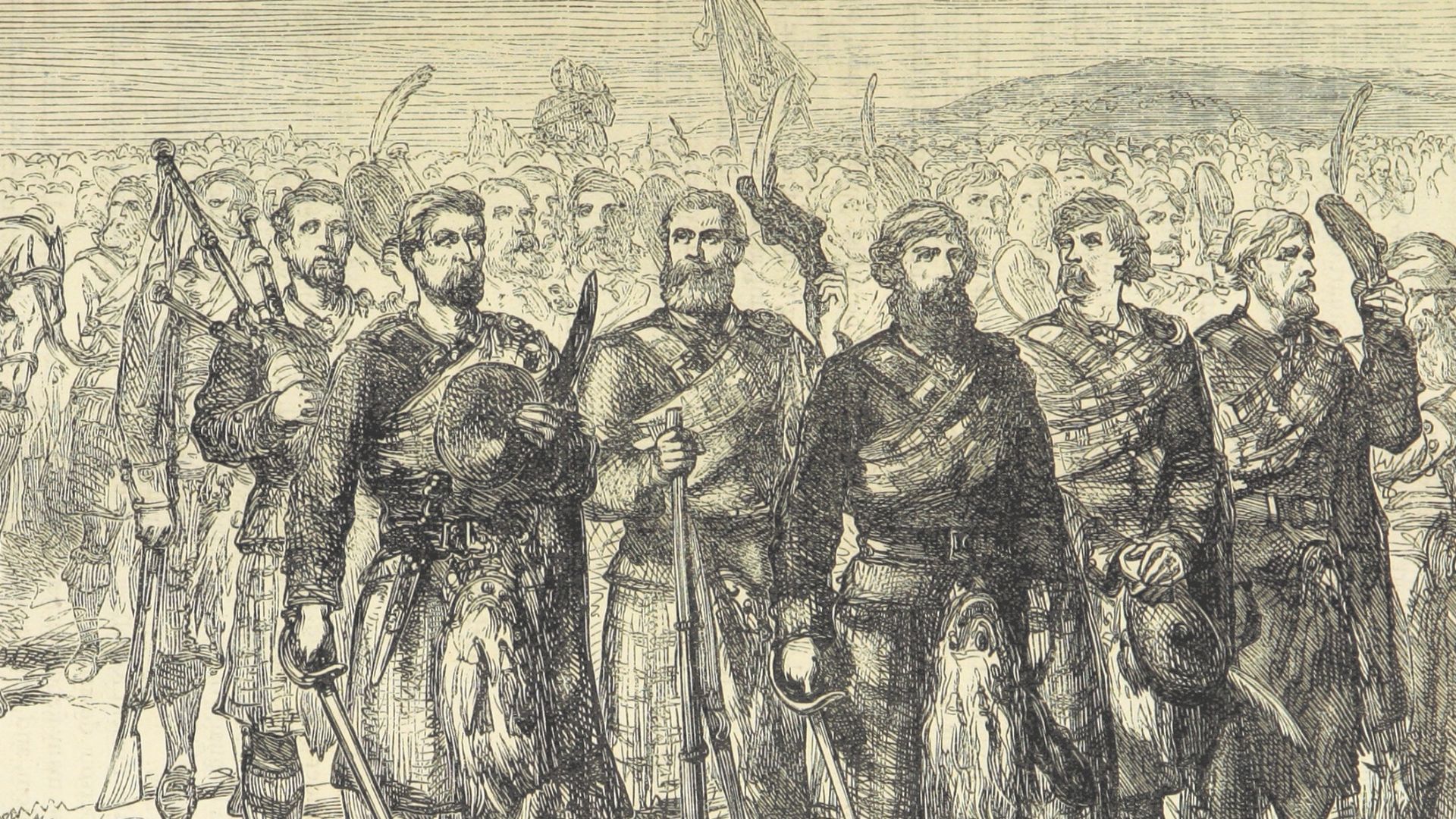 The Jacobite Highlanders advance at the Battle of Prestonpans.