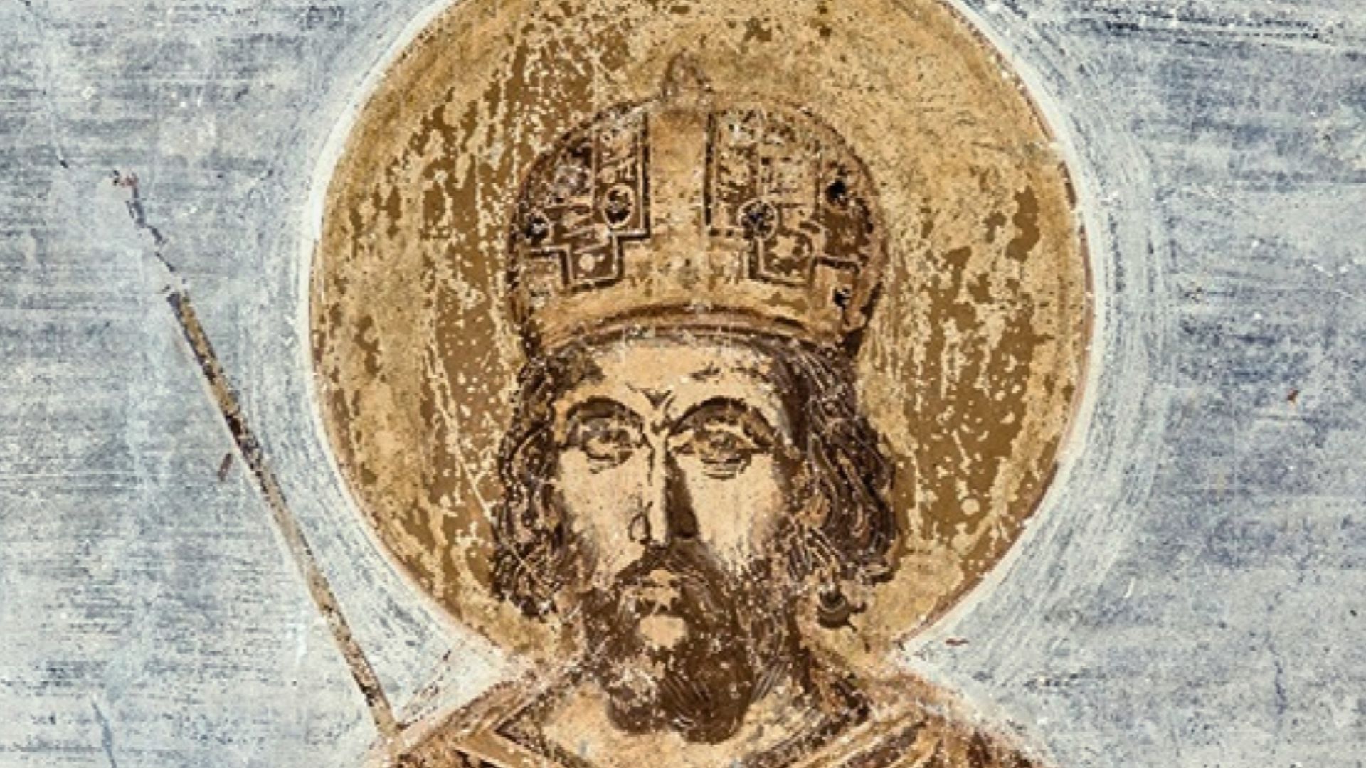 Fresco of Constantine XI at the Catholicon of the Old Monastery of Taxiarches in Aigialeia, Greece