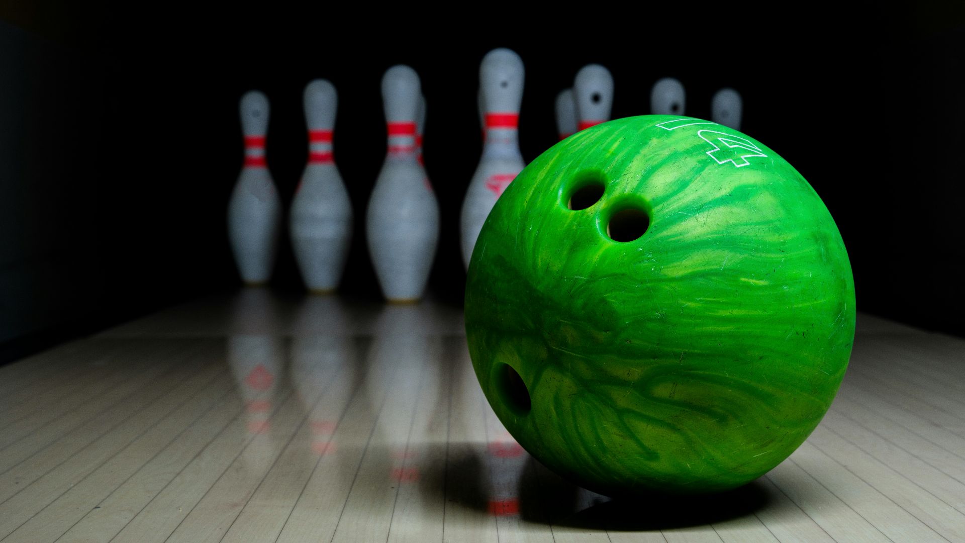 a bowling ball on a bowling alley