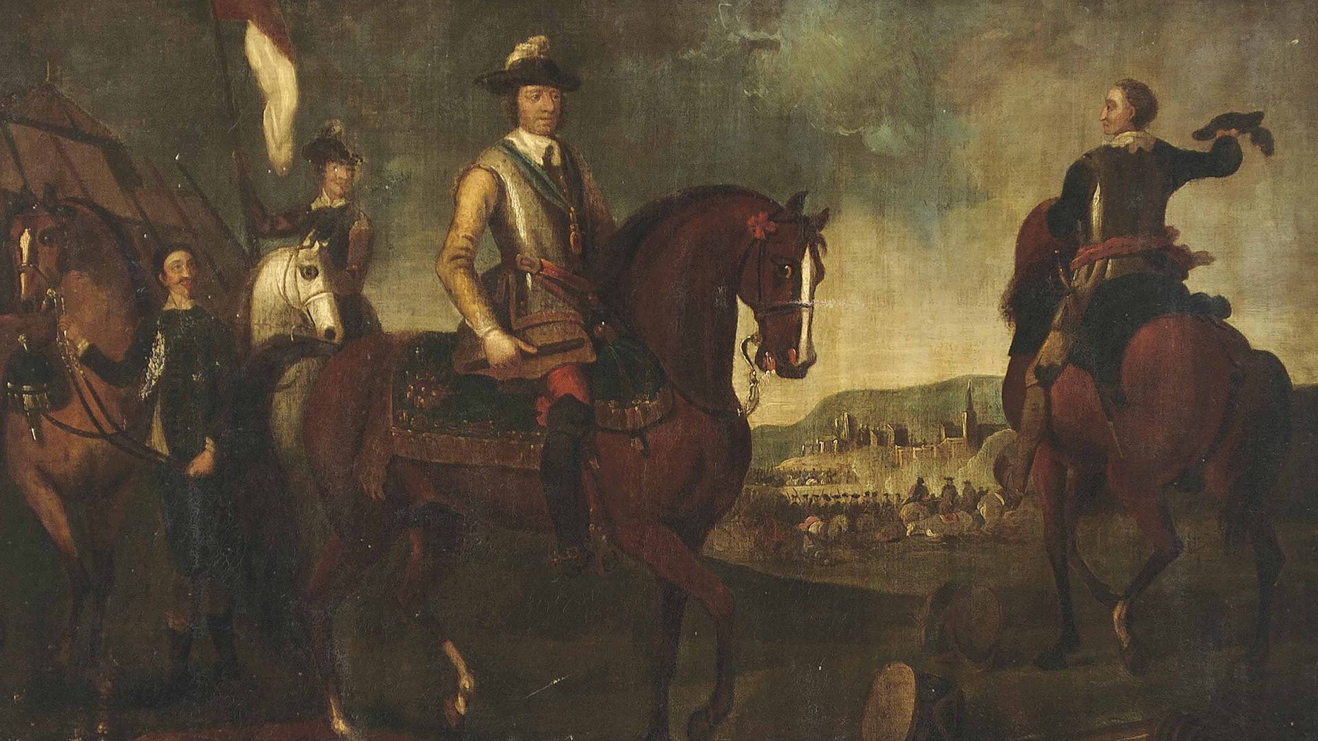 Painting of Oliver Cromwell and his officers at the Battle of Worcester (3 September 1651).