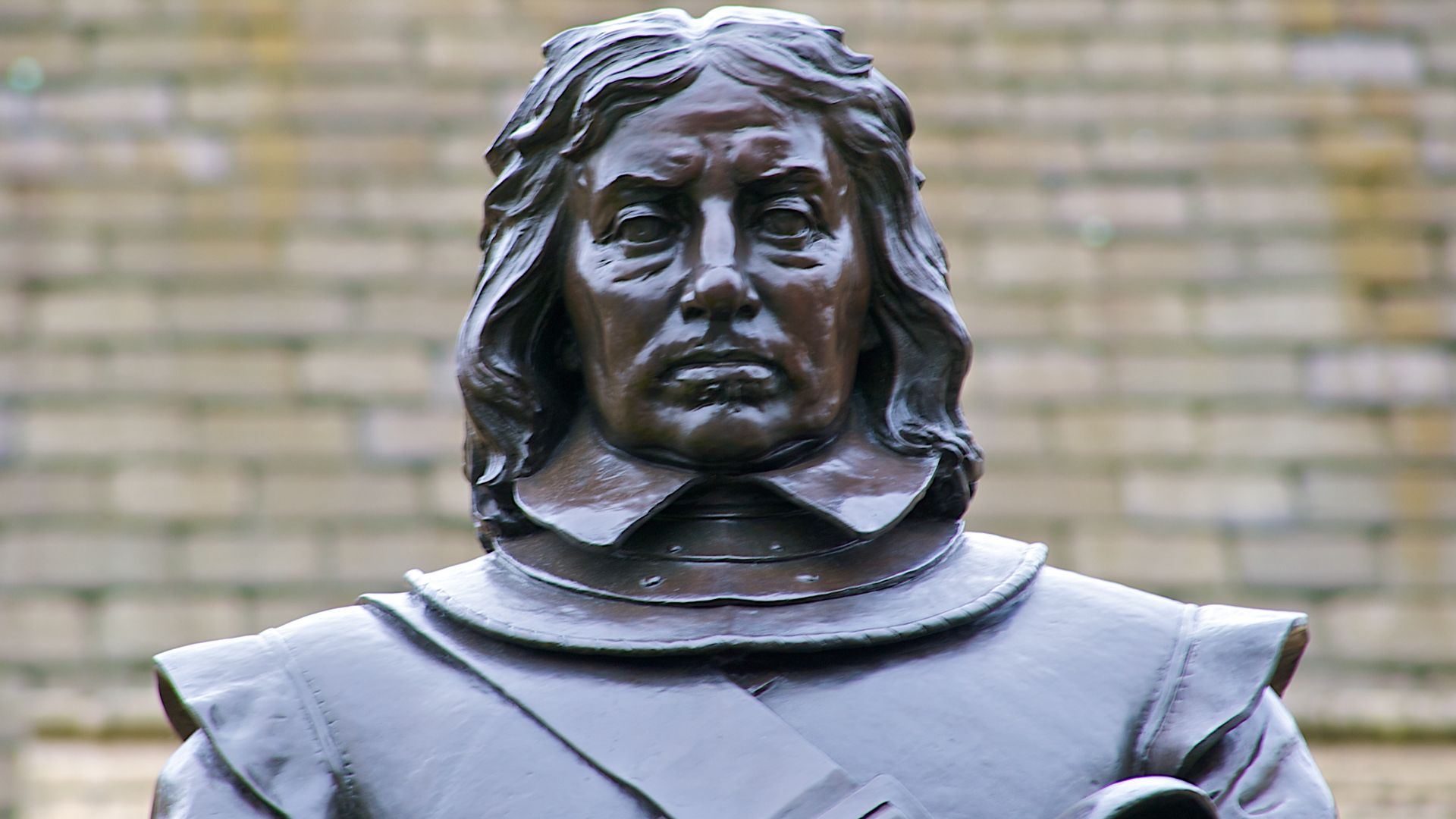 The statue of Oliver Cromwell that stands outside the Palace of Westminster in London.