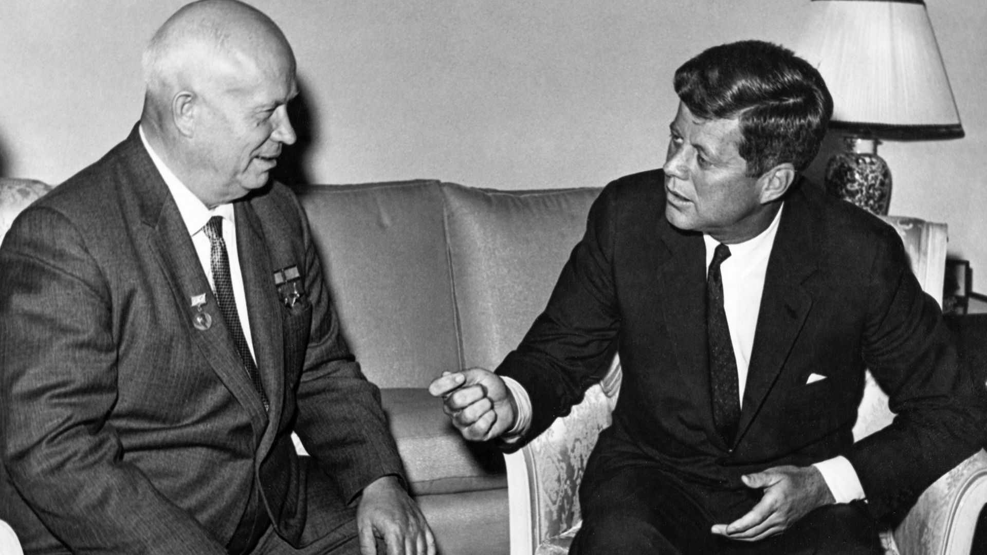John F. Kennedy meeting with Nikita Khrushchev in Vienna.