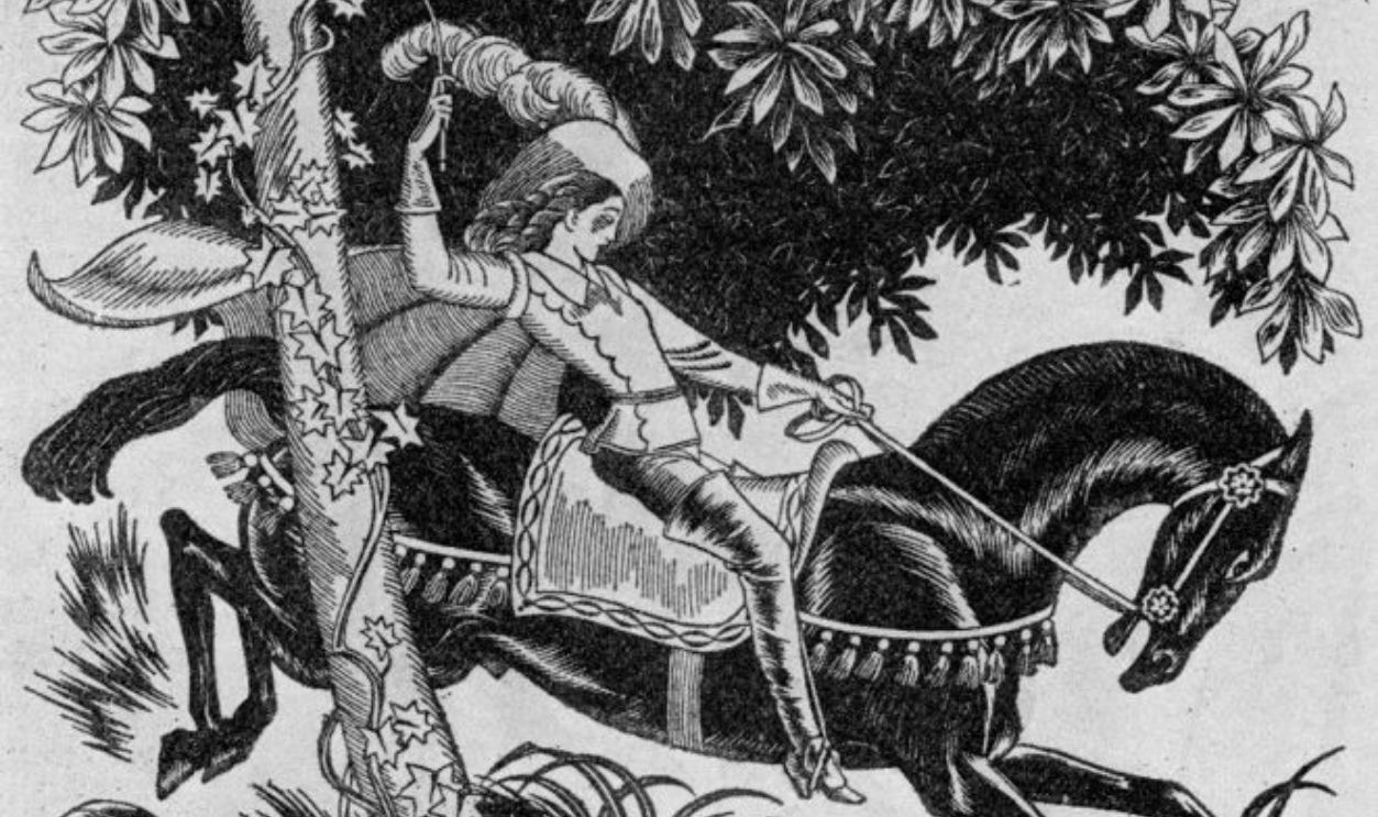 Théophile Gautier's novel 'Mademoiselle de Maupin'- c.1931. French poet, dramatist, novelist, journalist, and literary critic: 30 August 1811  23 October 1872. Caption reads 'I spurred my horse'.