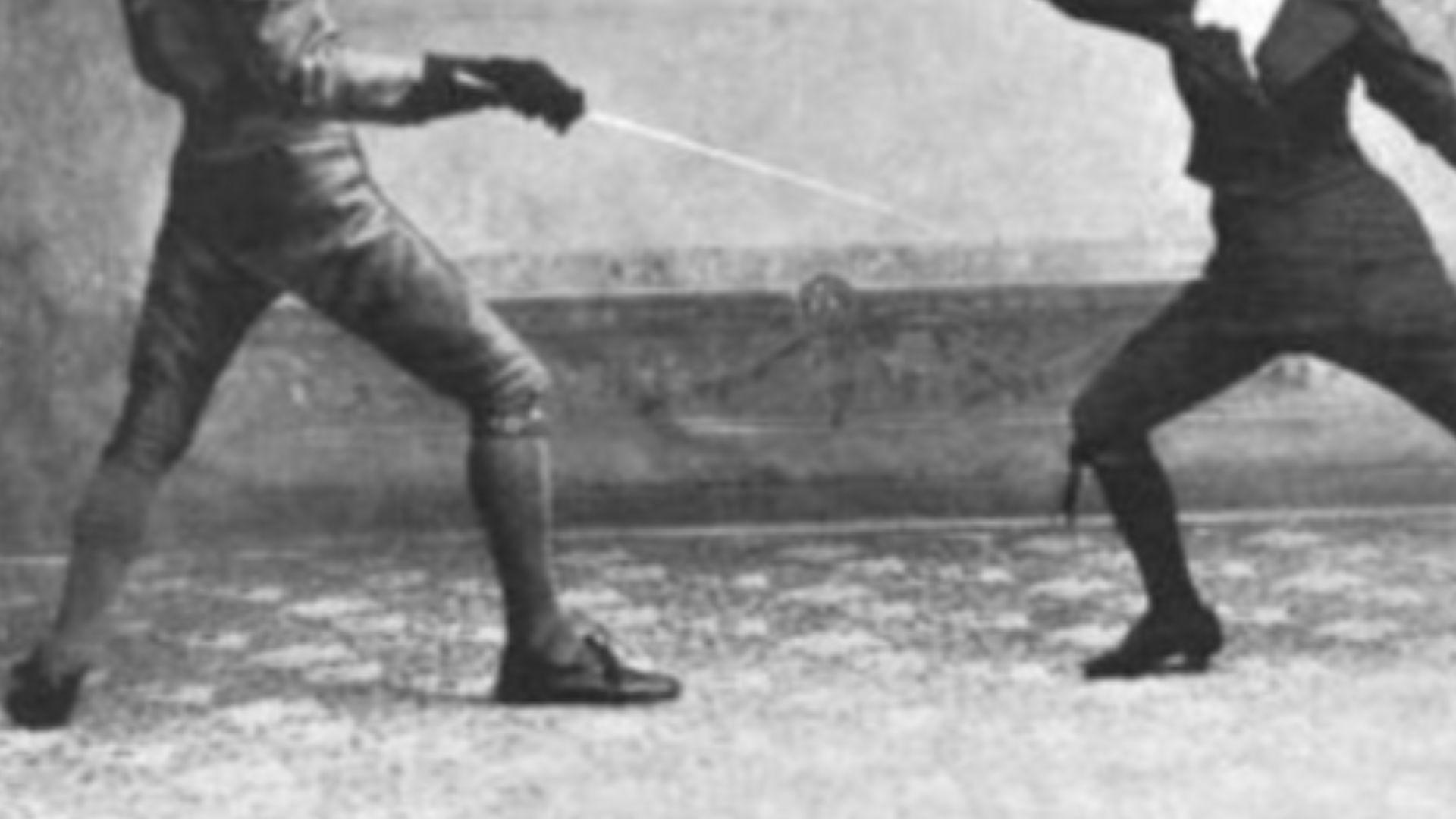 Photo of Ian Forbes-Robertson (1858–1936) fencing with Beatrice Forbes-Robertson (1883–1967) from The Sketch, Vol. XXXVI, No. 458, November 6, 1901, page 116