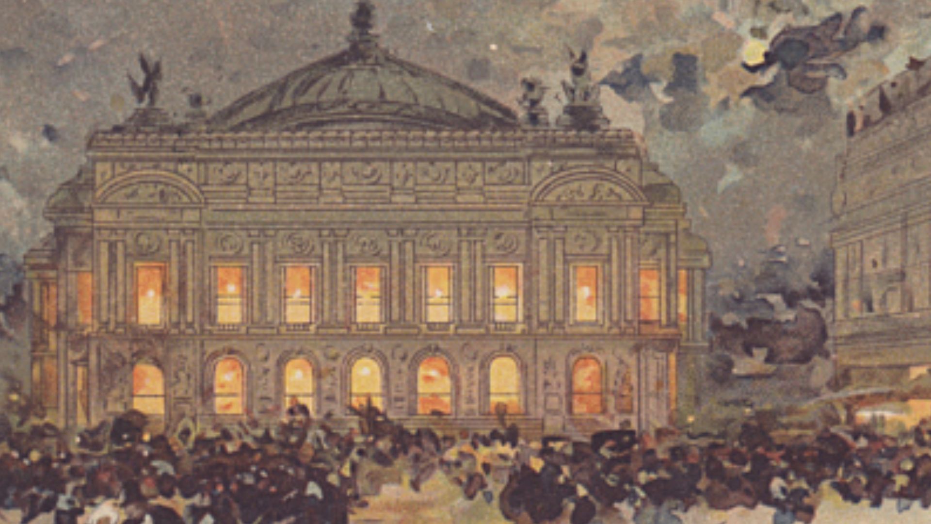 Opéra de Paris, carte postale d'aprés une peinture de Luigi Loir, envoyé en 1904