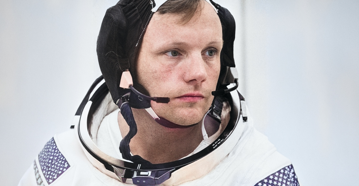 Neil Armstrong wearing an Apollo mission suit.