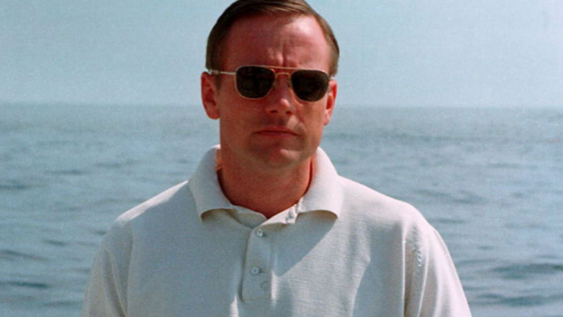 Neil poses on the deck of 'Retriever'.