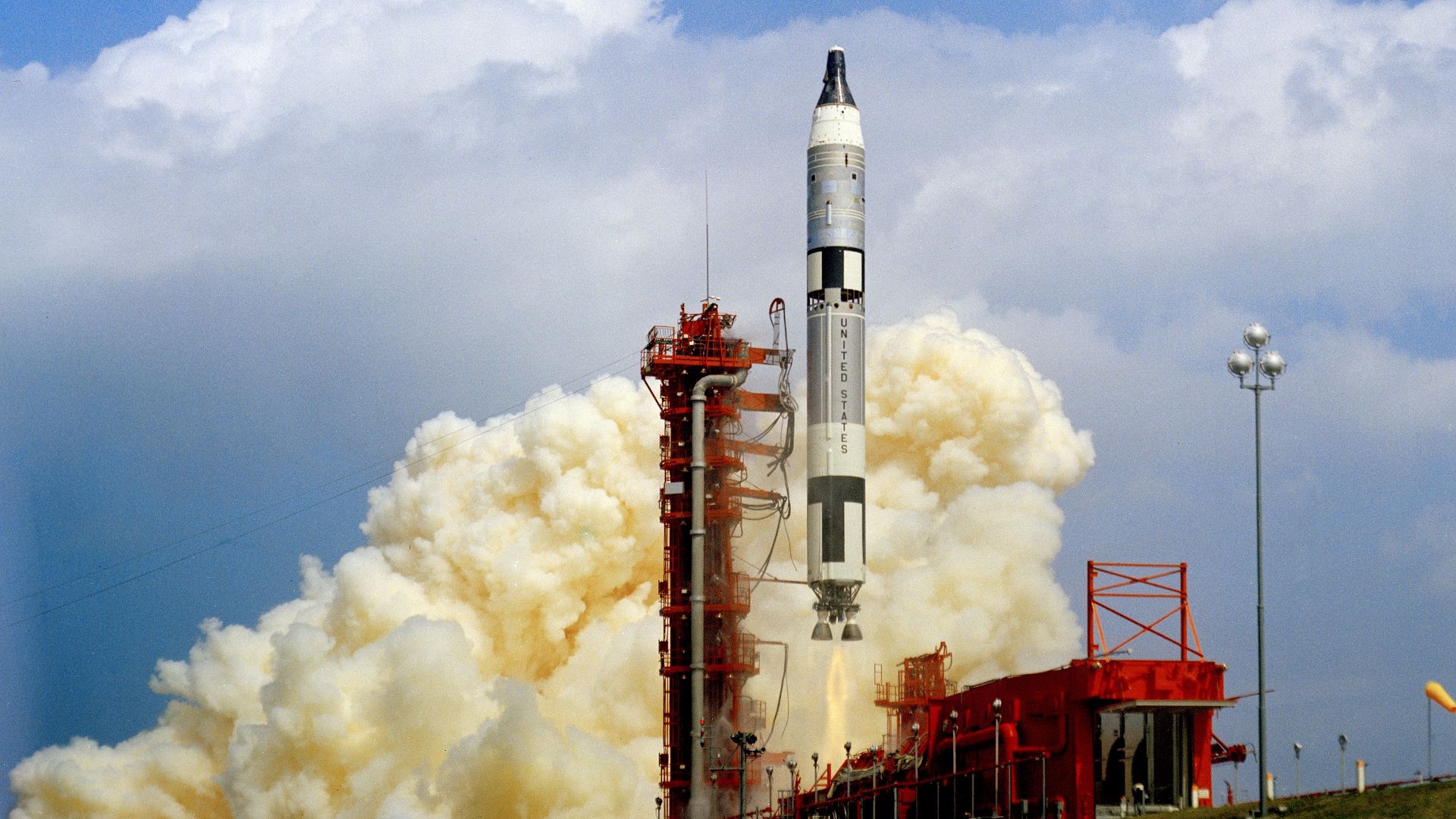 Gemini-Titan 8 (GT-8) spacecraft, carrying astronauts Neil A. Armstrong, command pilot, and David R. Scott, pilot, was successfully launched by the National Aeronautics and Space Administration's (NASA) John F. Kennedy Space Center (KSC) at 11:41 a.m. (EST), March 16, 1966. An attempt will be made to rendezvous and dock the GT-8 spacecraft with Agena Docking Target Vehicle.