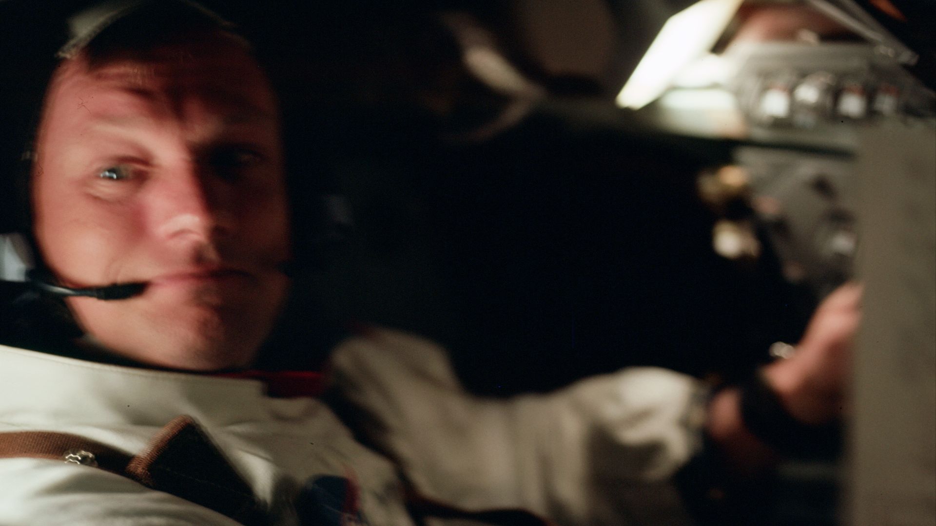 Buzz Aldrin's photo of Neil Armstrong, while still in Earth orbit, a little over an hour after liftoff - NASA photo AS11-36-5291.