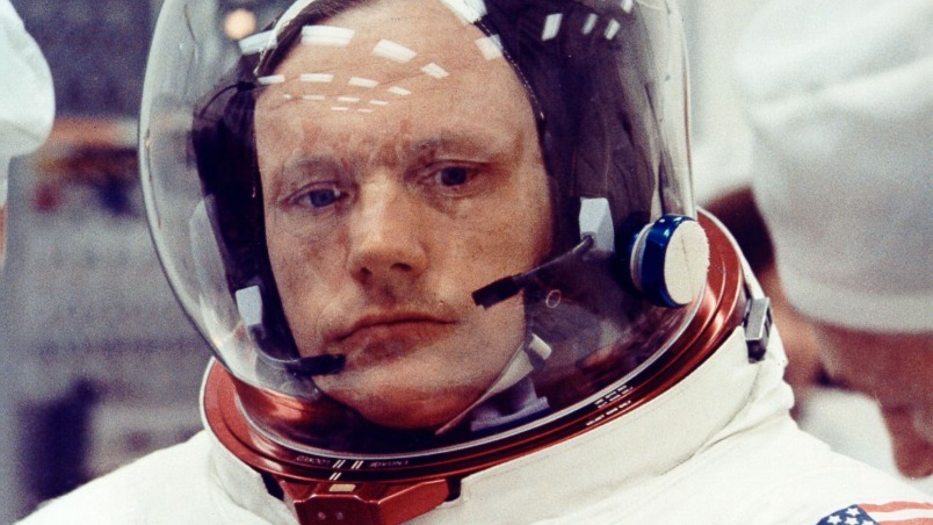 Neil Armstrong during suit-up prior to a Countdown Demonstration Test. 3 July 1969.