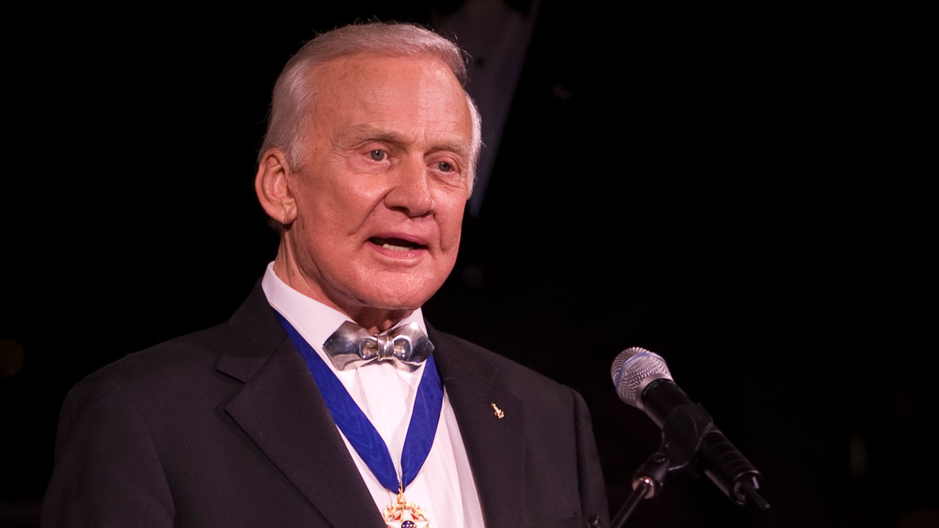 Apollo 11 Astronaut Buzz Aldrin reads an introduction to Gustav Holst: The Planets Suite during the