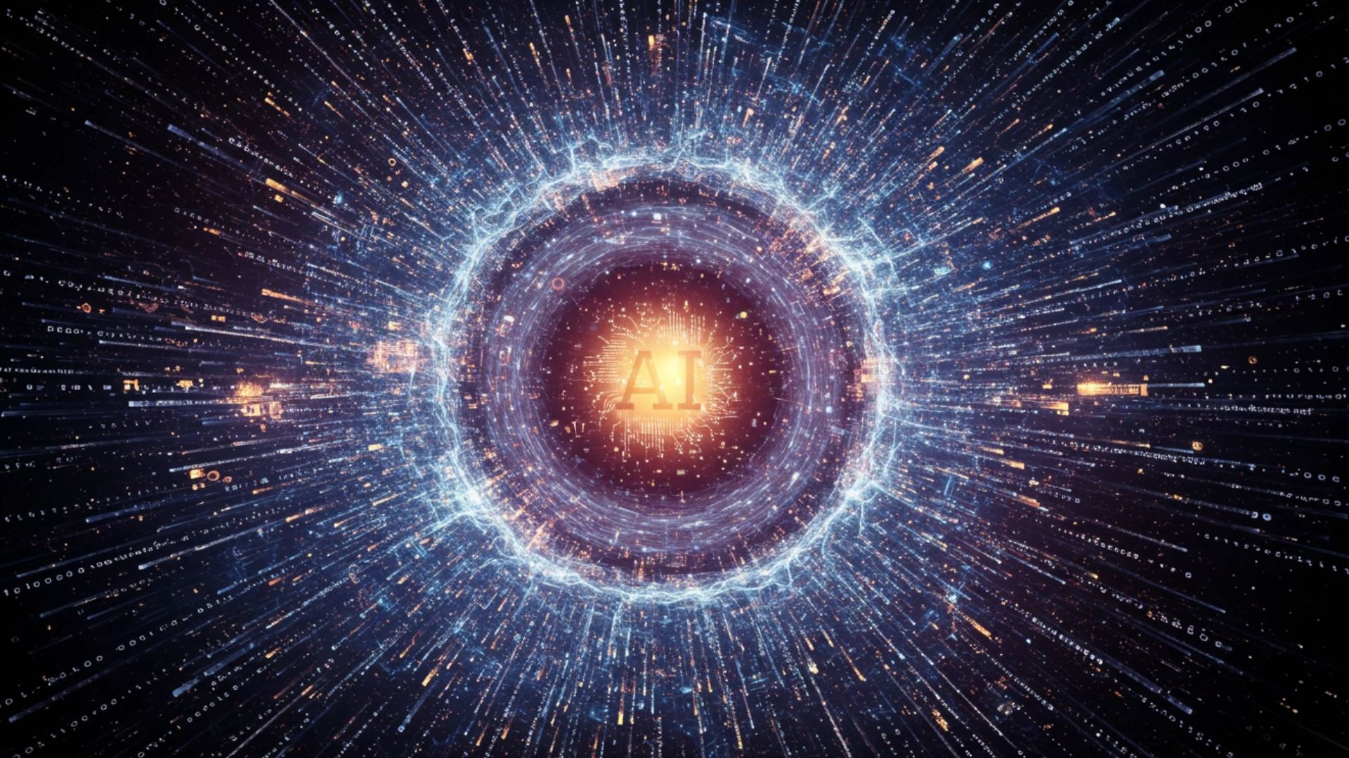 An illustration depicting the concept of artificial intelligence, showcasing a human brain interconnected with digital circuits and data streams, symbolizing the fusion of human cognition and machine learning.