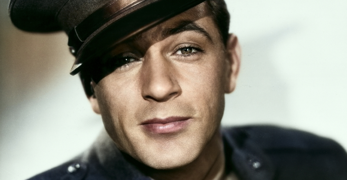Gary Cooper Close-Up in Military Cap