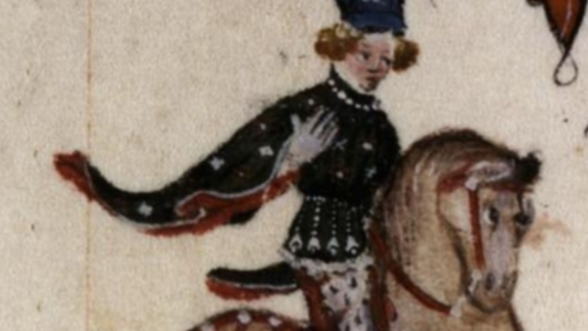 The Squire in the Ellesmere manuscript of Geoffrey Chaucer's Canterbury Tales.