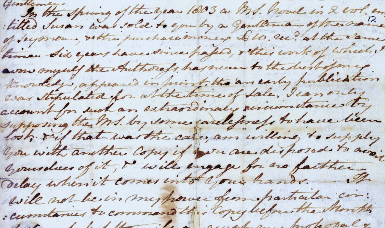 Gettyimages - 2226540029, Jane Austens Draft Copy Of A Letter To Her Publisher Jane Austen's draft copy of a letter to her publisher, Richard Crosby, 5 April 1809. She wrote to remind him of her manuscript of 