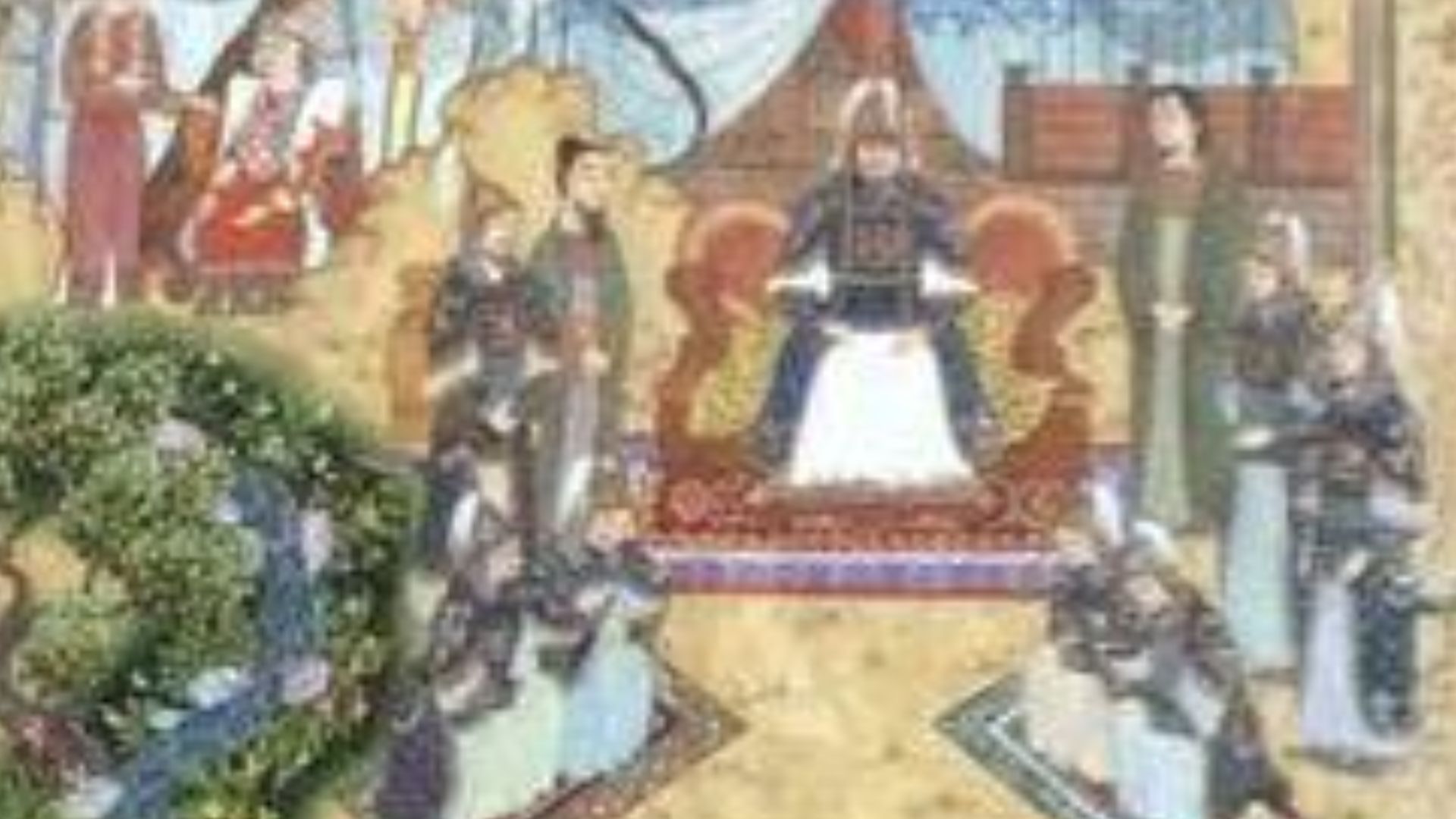 Great mongolian Emperor Genghis Khan, his four sons: Jochi, Chagatai, Ögedei, Tolui, his generals: Subutai and Jebe, the chief adviser Yelü Chucai, his wife Börte Üjin and servants