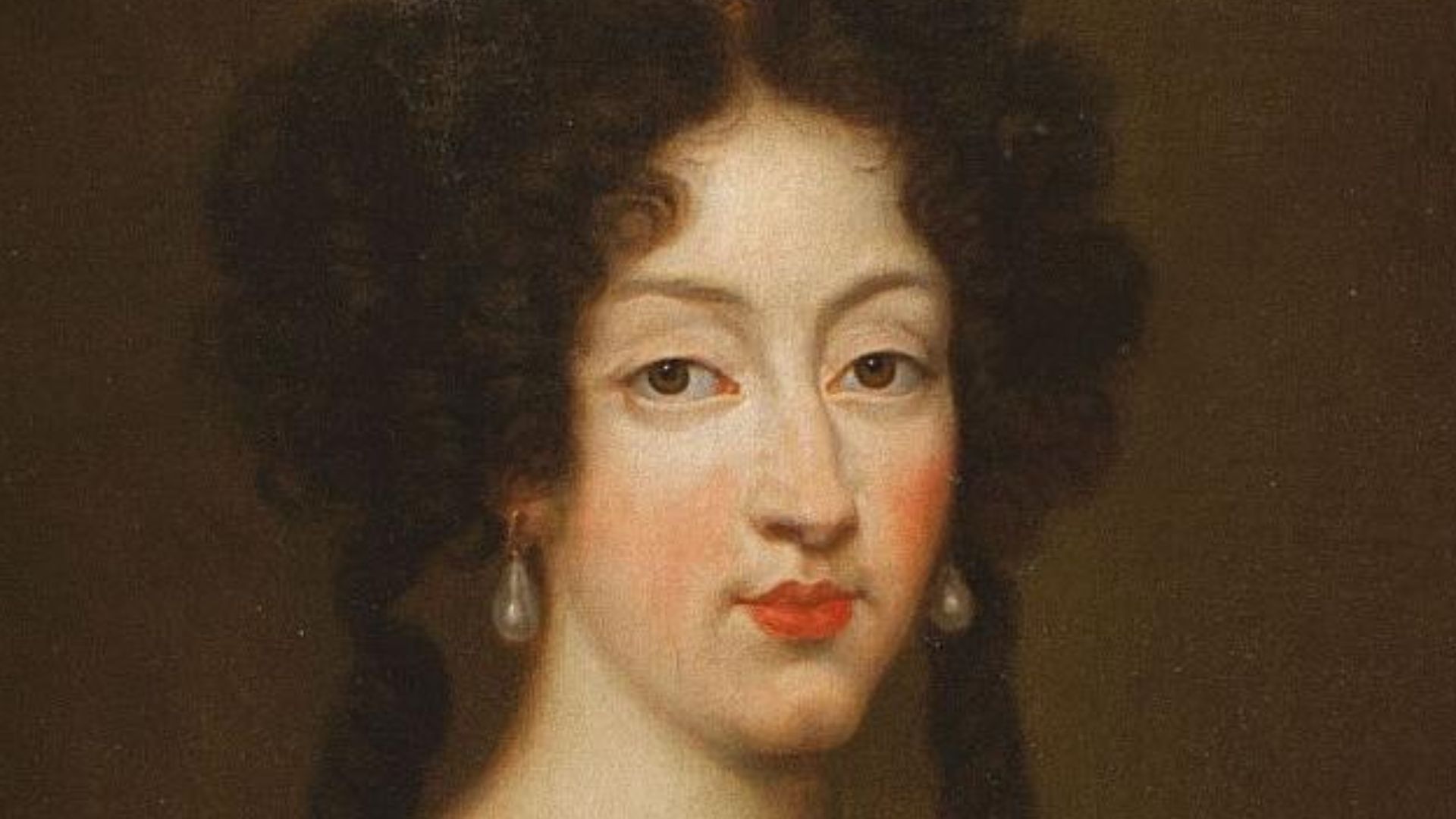 Portrait of Marie Louise d'Orléans (1662-1689) wearing the Fleur-de-lis, showing her dignity as a Grand daughter of France and the Spanish crown.