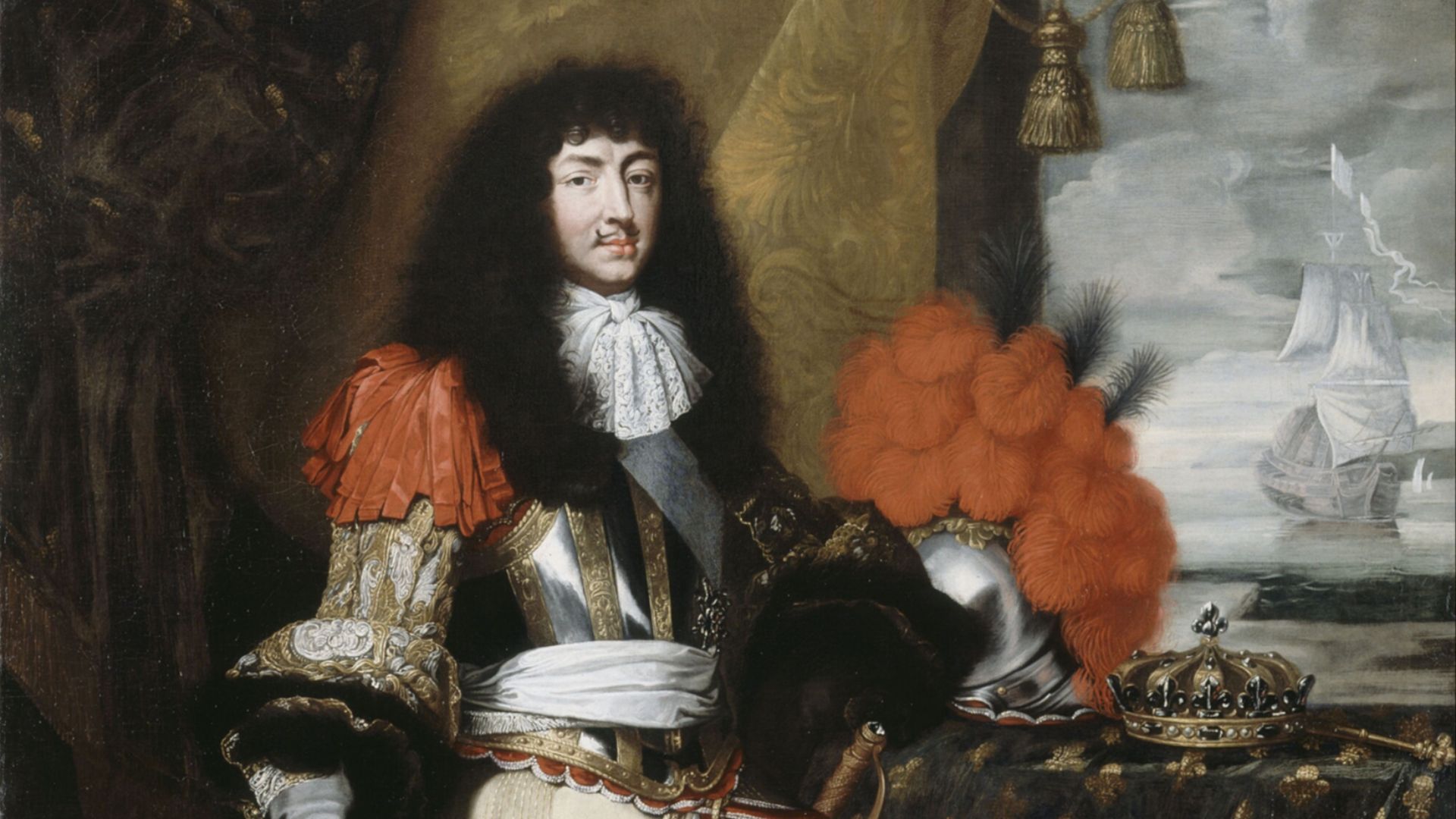 The original portrait by Claude Lefèbvre, from which the Versailles painting is derived, is located at the Isaac Delgado Museum of Art, New Orleans. It must have been considered an important painting at the time, since it was engraved in its entirety and in great detail by Nicolas Pitau in 1670. [Ref: Claire Constans,