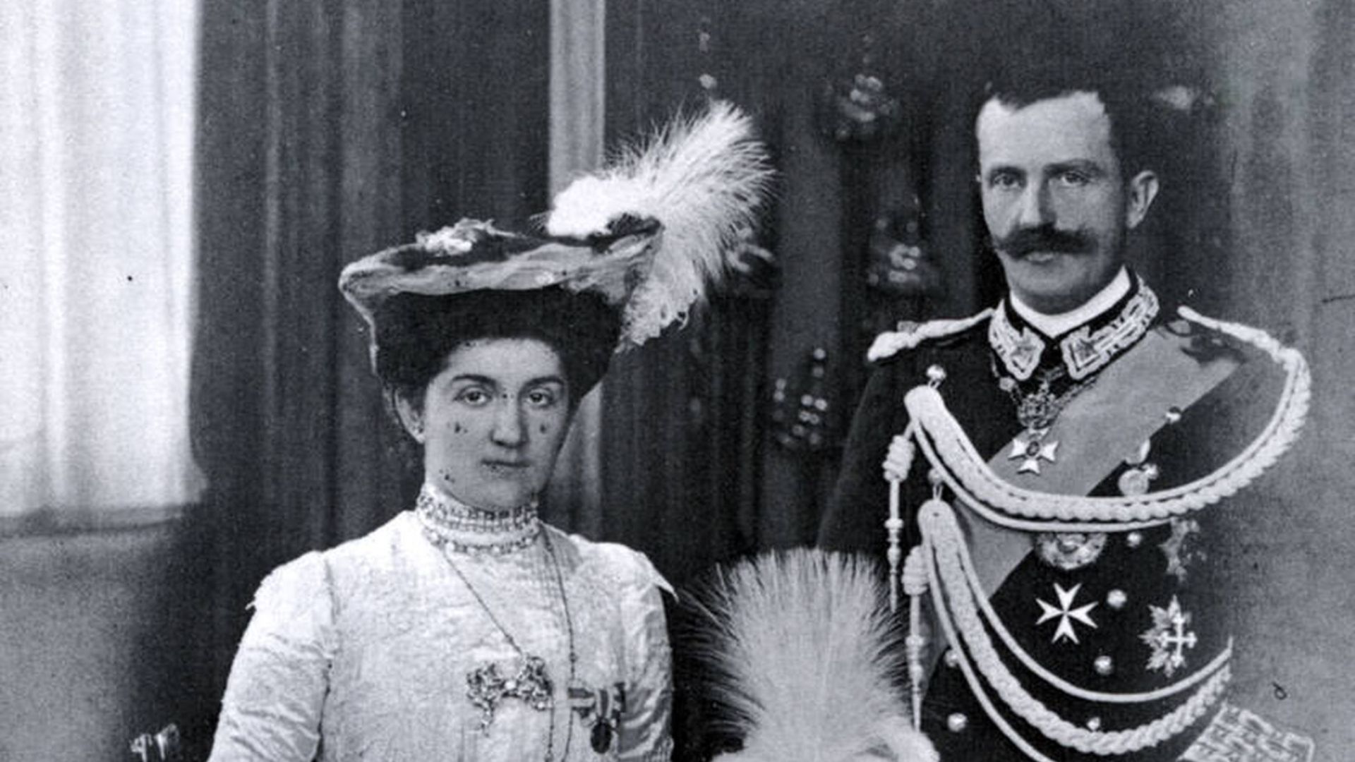Photograph of King Victor Emmanuel III of Italy and his wife Queen Elena (born Princess of Montenegro) in 1901