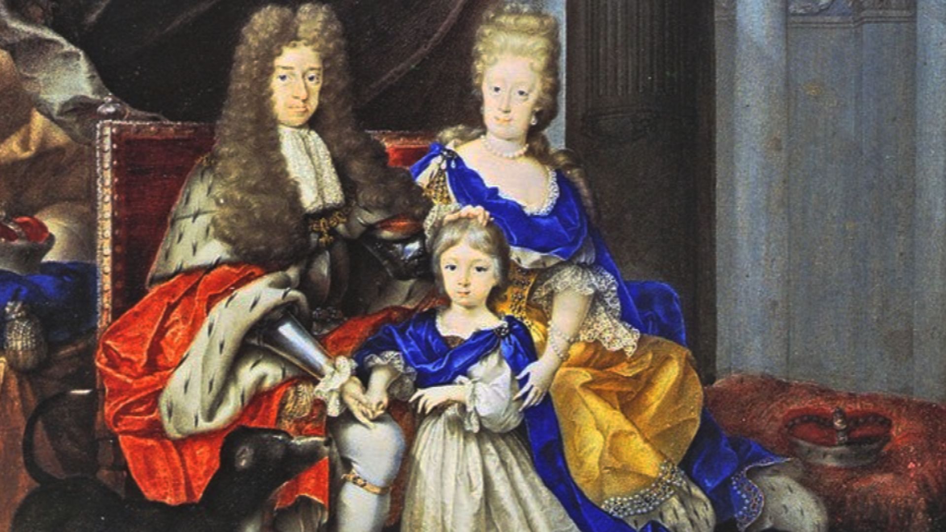 Portrait of Maximilian II Emanuel, Elector of Bavaria (1662-1726), his wife Maria Antonia of Austria (1669-1692), probably in a posthumous depiction, and their son Joseph Ferdinand of Bavaria (1692-1699)