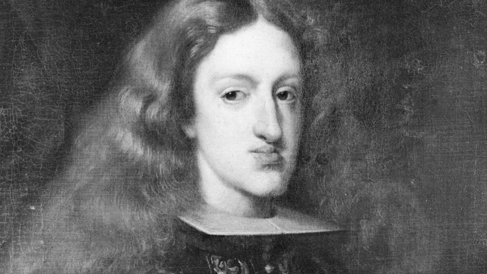 Retrato de Carlos II, de Claudio Coello, hacia 1683-1686, 83 x 62 cm, óleo sobre lienzo, cuadro desaparecido en 1945 (antes en el Instituto de arte Städel de Fráncfort del Meno (Städelsches Kunstinstitut), de donde fue robado junto a otros 14 cuadros).