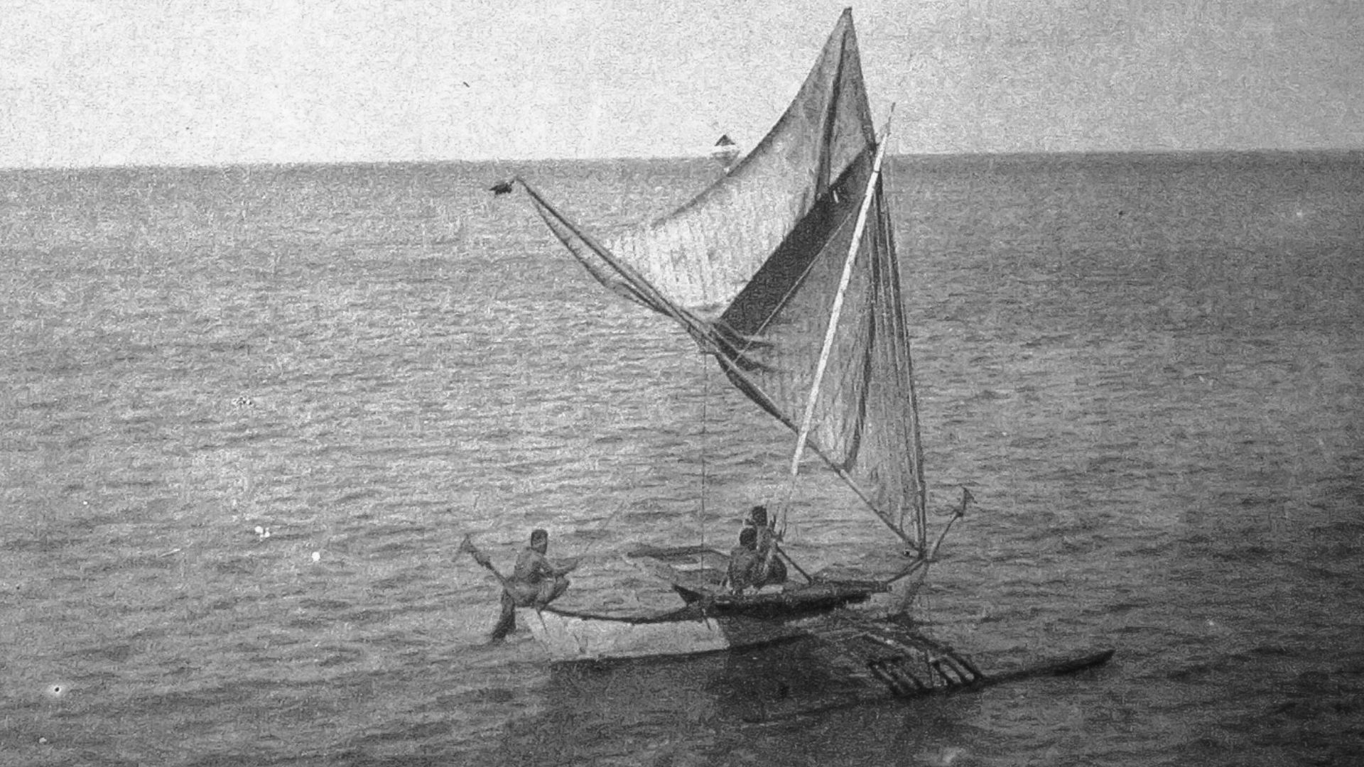 File:Sailing Canoe brailed on starboard tack, Jaliut Lagoon, Marshall Islands (1899-1900).jpg