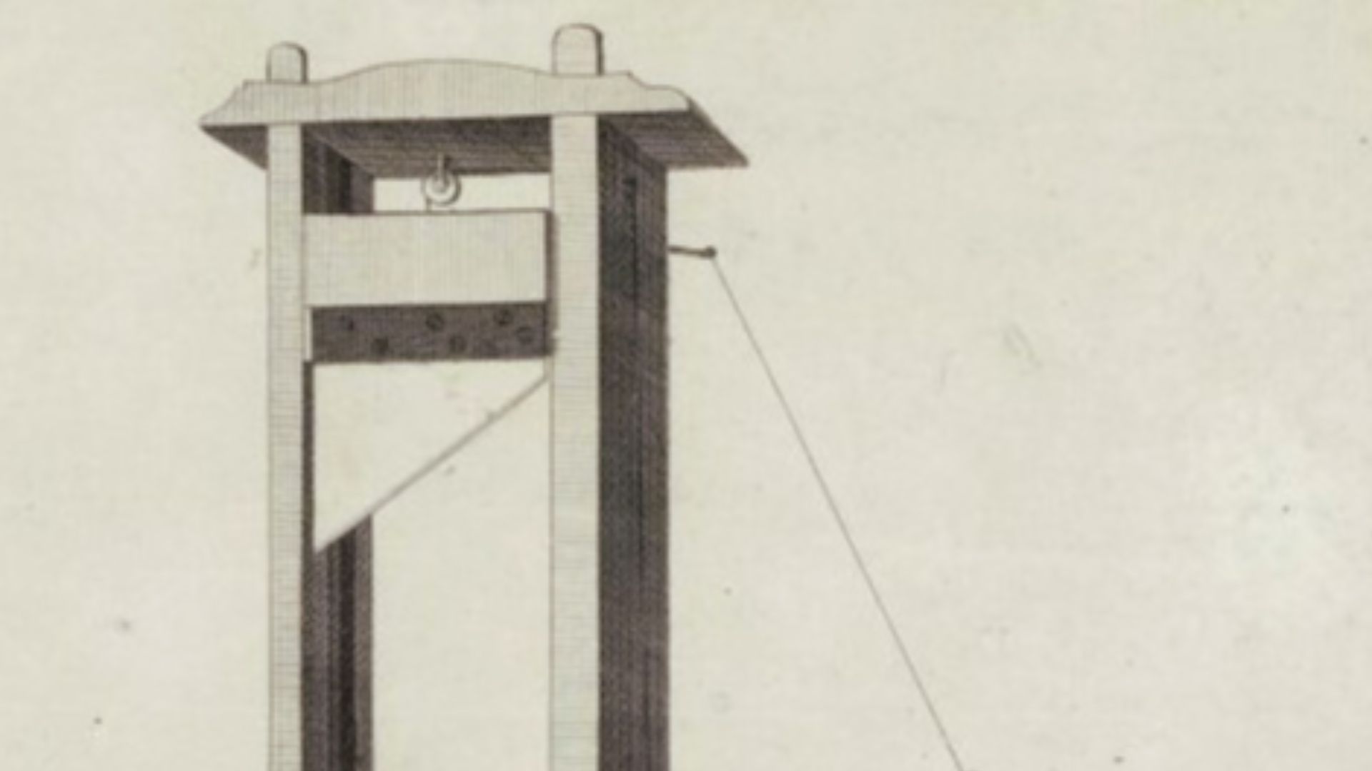 Estampe d'une double guillotine, musée de la Révolution française.