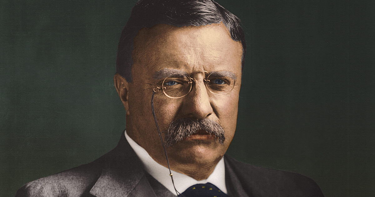 Colorized portrait of President Theodore Roosevelt