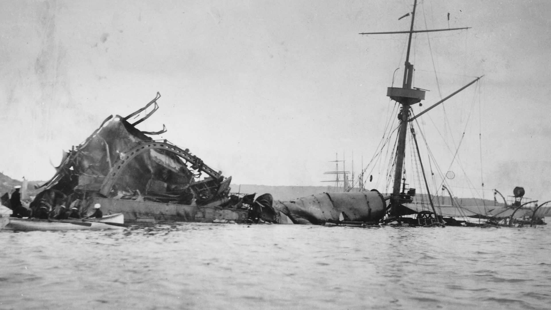 Scope and content:  One of the many photographs used by the 1898 Court of Inquiry into the sinking of the USS Maine.