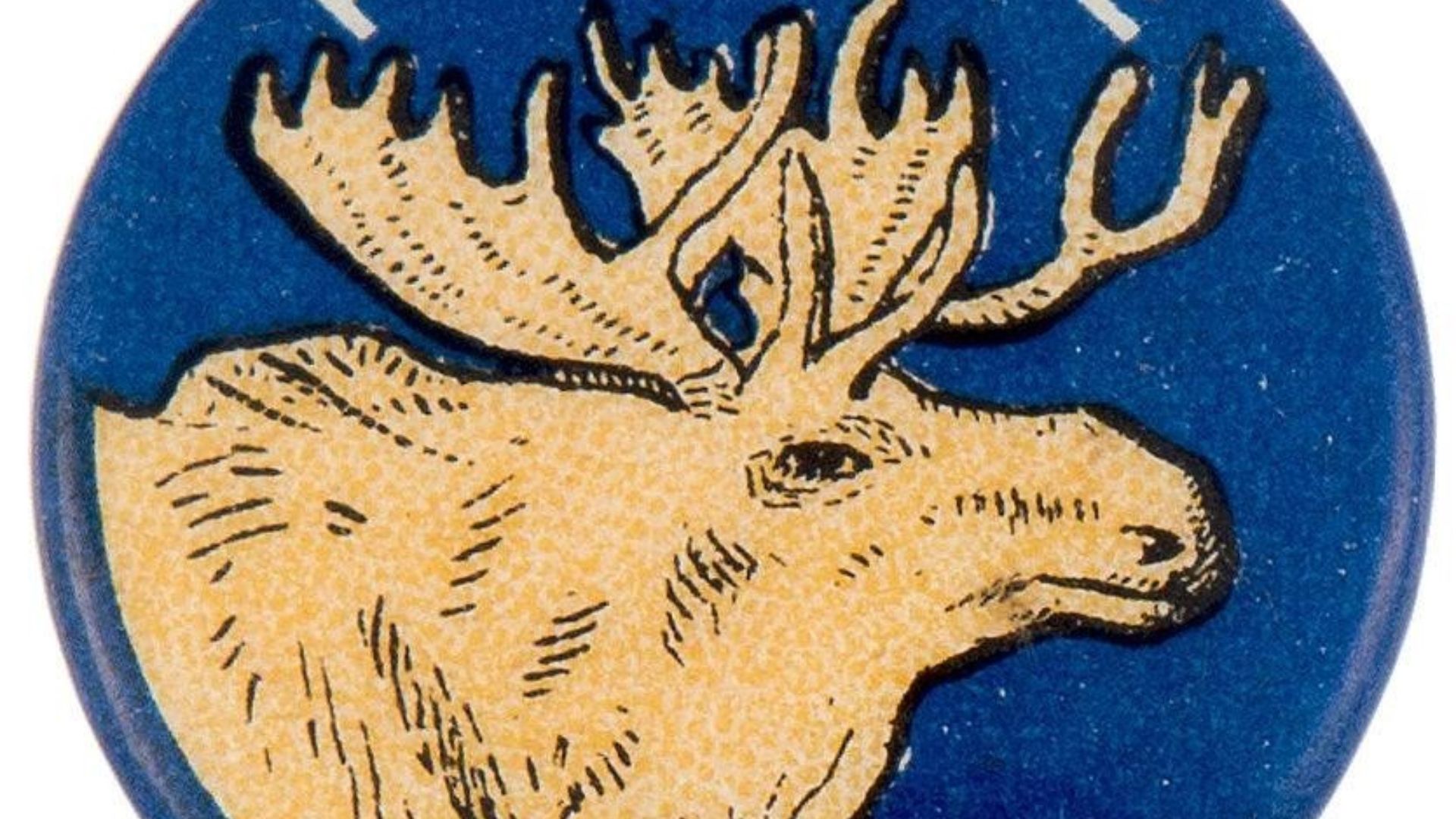 Theodore Roosevelt campaign pin from 1912, depicting a bull moose, symbol of the Progressive Party