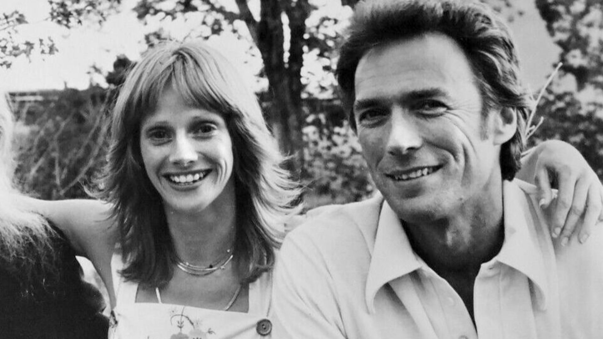 Chief Dan George with Sondra Locke and Clint Eastwood at the J.W. Eaves Ranch, near Santa Fe, NM, promoting The Outlaw Josey Wales in June 1976