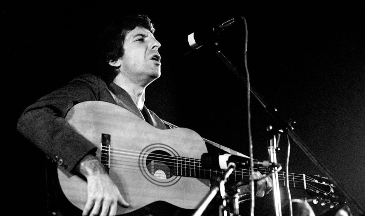 Canadian singer-songwriter Leonard Cohen performs on stage in Amsterdam, Netherlands, 1975.