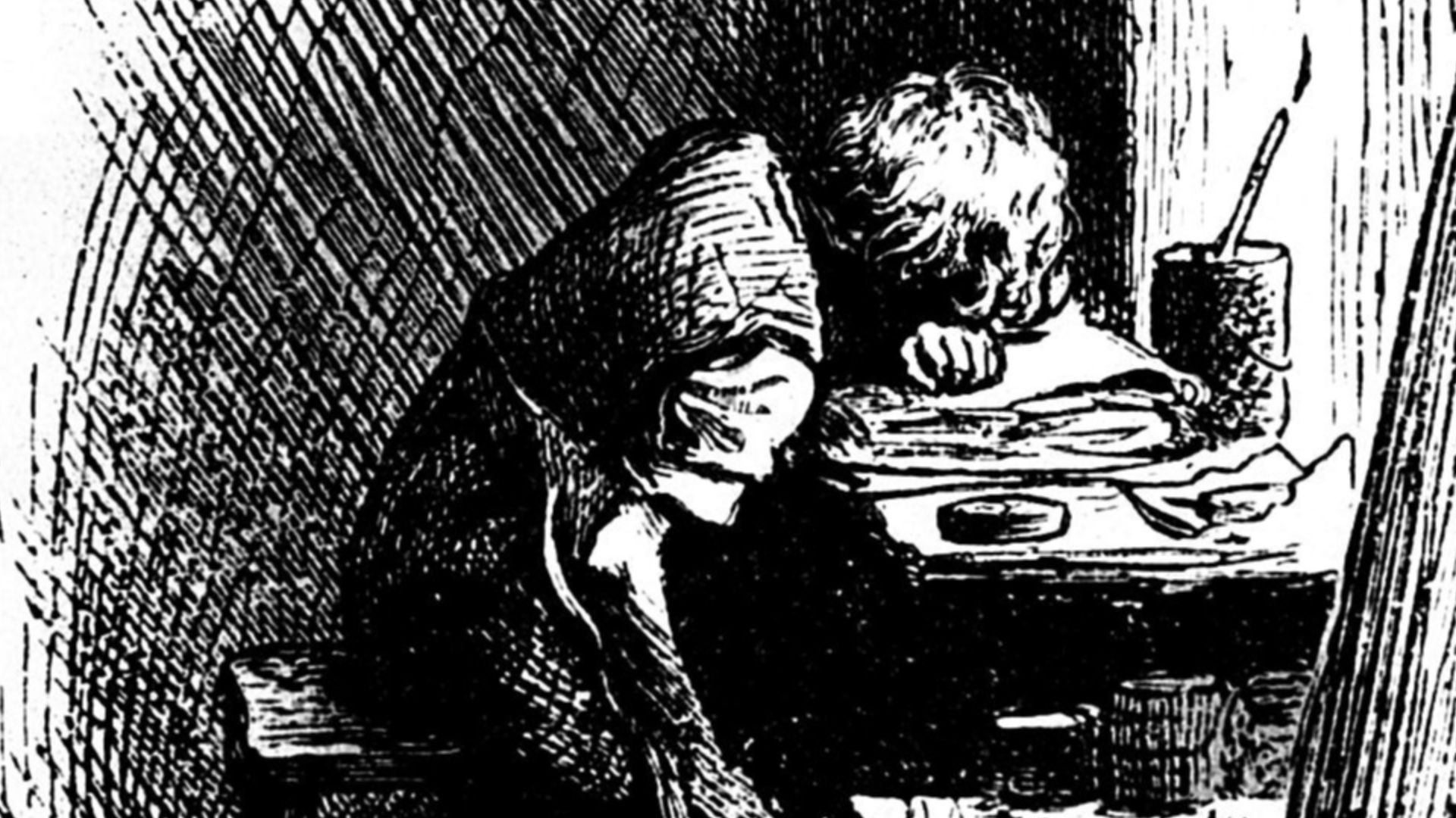 Dickens at the Blacking Warehouse. Charles Dickens is here shown as a boy of twelve years of age, working in a factory.