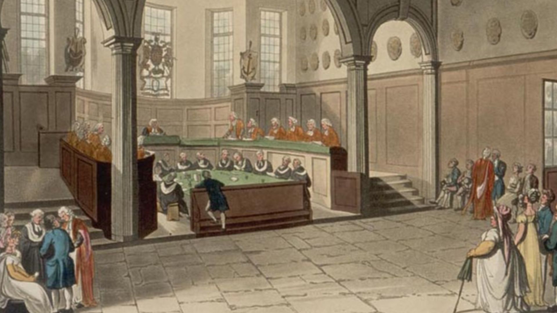 Doctors' Commons in London: This engraving was published as Plate 31 of Microcosm of London (1808) (see File:Microcosm of London Plate 031 - Doctors' Commons.jpg).