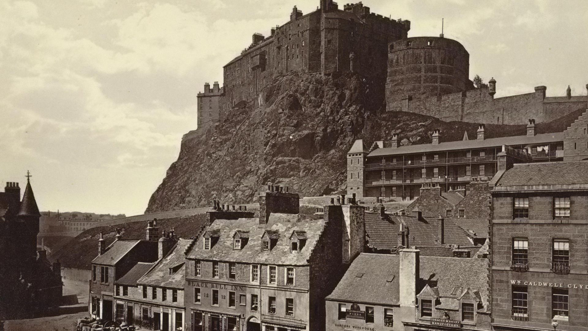 Collection: A. D. White Architectural Photographs, Cornell University Library
Accession Number: 15/5/3090.01247
Title: Edinburgh Castle from the Grass Market
Photographer: George Washington Wilson (Scottish, 1823-1893)
Building Date: ca. 1500-ca. 1599
Photograph date: ca. 1865-ca. 1885
Location: Europe: United Kingdom; Edinburgh
Materials: albumen print
Image: 7 5/8 x 11 1/2 in.; 19.3675 x 29.21 cm
Provenance: Gift of Andrew Dickson White
Persistent URI: [1]
There are no known U.S. copyright restrictions on this image.  The digital file is owned by the Cornell University Library which is making it freely available with the request that, when possible, the Library be credited as its source.

We had some help with the geocoding from Web Services by Yahoo!