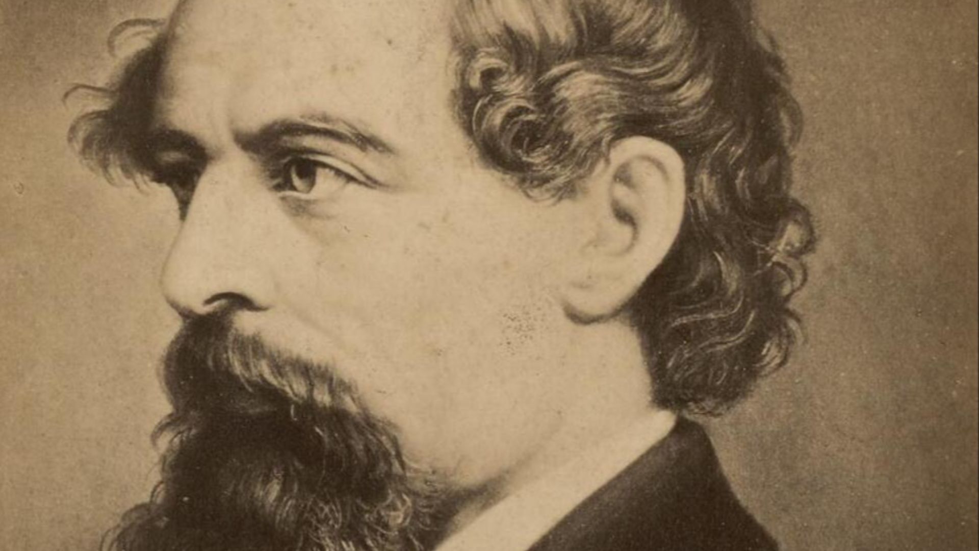 A portrait from the Welsh Portrait Collection at the National Library of Wales. Depicted person:  Charles Dickens – English novelist and social critic (1812–1870)