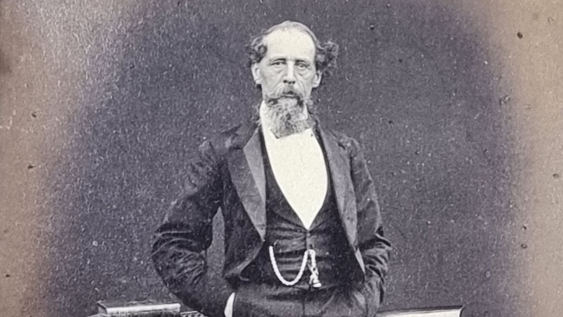 Portrait of Charles Dickens, English novelist, c. 1866, by Ernest Edwards, from vintage albumen print in the publication Portraits of Men of Eminence in Literature, Science, and Art, with Biographical Memoirs, Edwards, Ernest, and Lovell Reeve, State Library of New South Wales, DSM/920.042/P