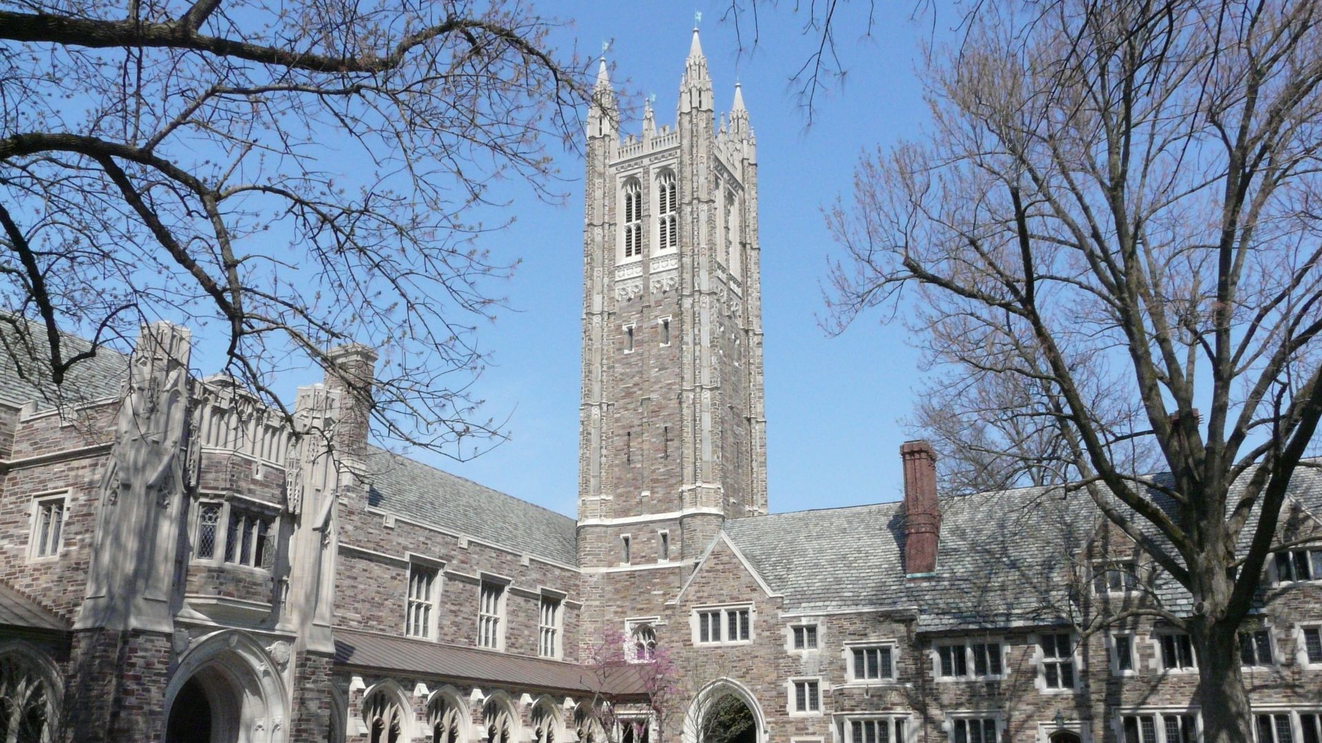 Holder Hall and tower of Rockefeller College of Princeton University
