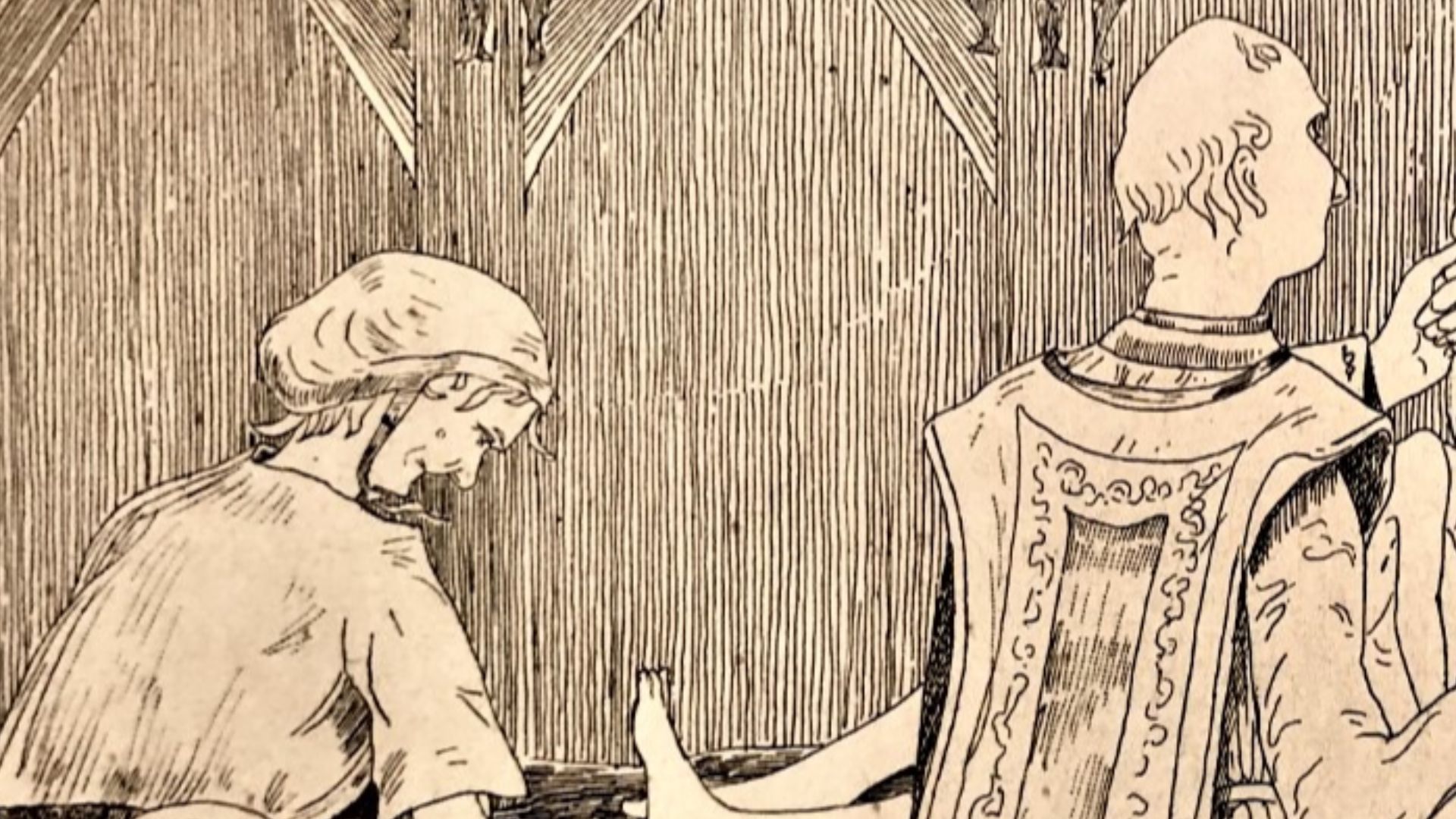 Depiction of a Black Mass ritual with infant sacrifice.