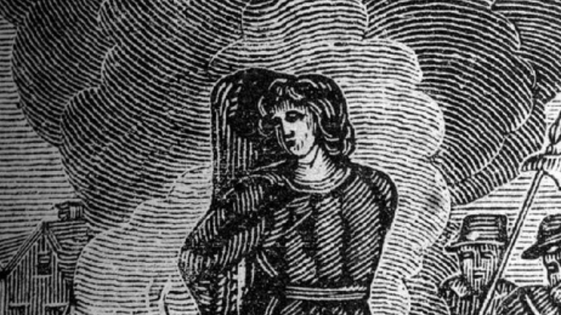 a woodcut illustrating an execution by burning at the stake.

original caption: