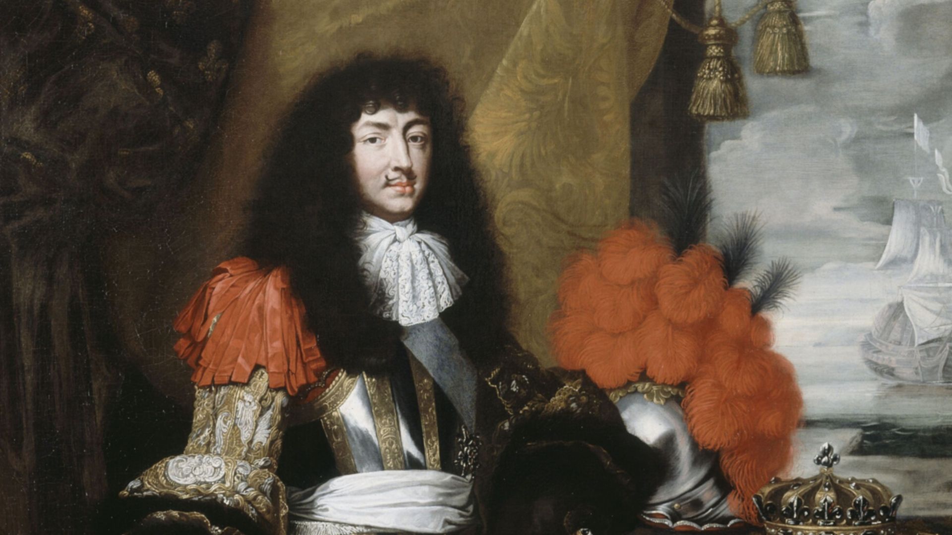 The original portrait by Claude Lefèbvre, from which the Versailles painting is derived, is located at the Isaac Delgado Museum of Art, New Orleans. It must have been considered an important painting at the time, since it was engraved in its entirety and in great detail by Nicolas Pitau in 1670. [Ref: Claire Constans,