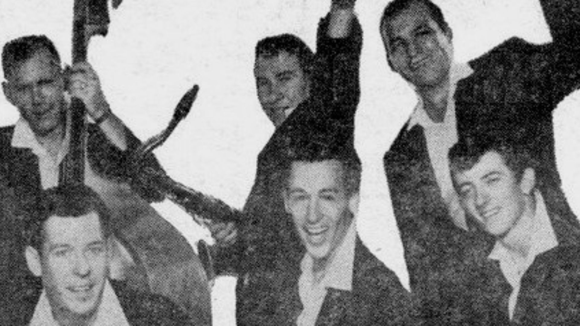 Photo of The Champs from a Challenge Records ad in 1958.
Will need no notice ad license at Commons.

Challenge Records did not mark their ad with any copyright notices. Copyright for Billboard would pertain to the editorial content only--not ads placed in the magazine.
US Copyright Office page 3-magazines are collective works (PDF)