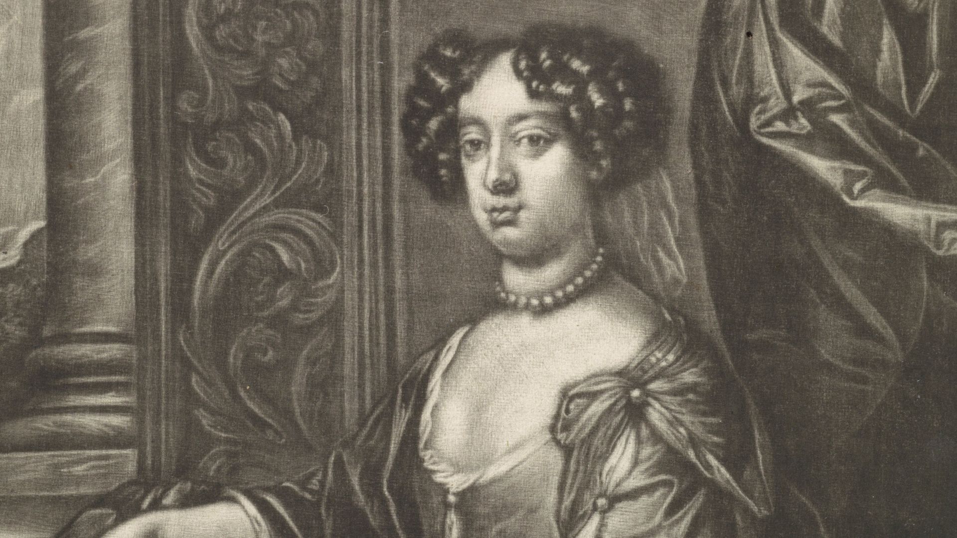 IdentificatieTitel(s): Portret van Barbara Villiers hertogin van ClevelandObjecttype: prent Objectnummer: RP-P-1906-2149Catalogusreferentie: Hollstein Dutch 9Opschriften / Merken: verzamelaarsmerk, verso, gestempeld: Lugt 2228Omschrijving: Portret van Barbara Villiers, hertogin van Cleveland en één van de maîtresses van koning Karel II van Engeland. Ze zit bij een venster en draagt een parelketting.VervaardigingVervaardiger: prentmaker: Carel Allard (vermeld op object), naar schilderij van: Peter Lely (Sir) (vermeld op object), uitgever: Carel Allard (vermeld op object)Plaats vervaardiging: AmsterdamDatering: 1658 - 1706Fysieke kenmerken: mezzotint en gravureMateriaal: papier Techniek: mezzotint / graveren (drukprocedé)Afmetingen: blad: h 330 mm (afgesneden) × b 249 mmOnderwerpWat: pearl; pearl necklace (+ women's clothes)Wie: Barbara Villiers hertogin van ClevelandVerwerving en rechtenCredit line: Aankoop met steun van de Vereniging RembrandtVerwerving: aankoop feb-1906Copyright: Publiek domein