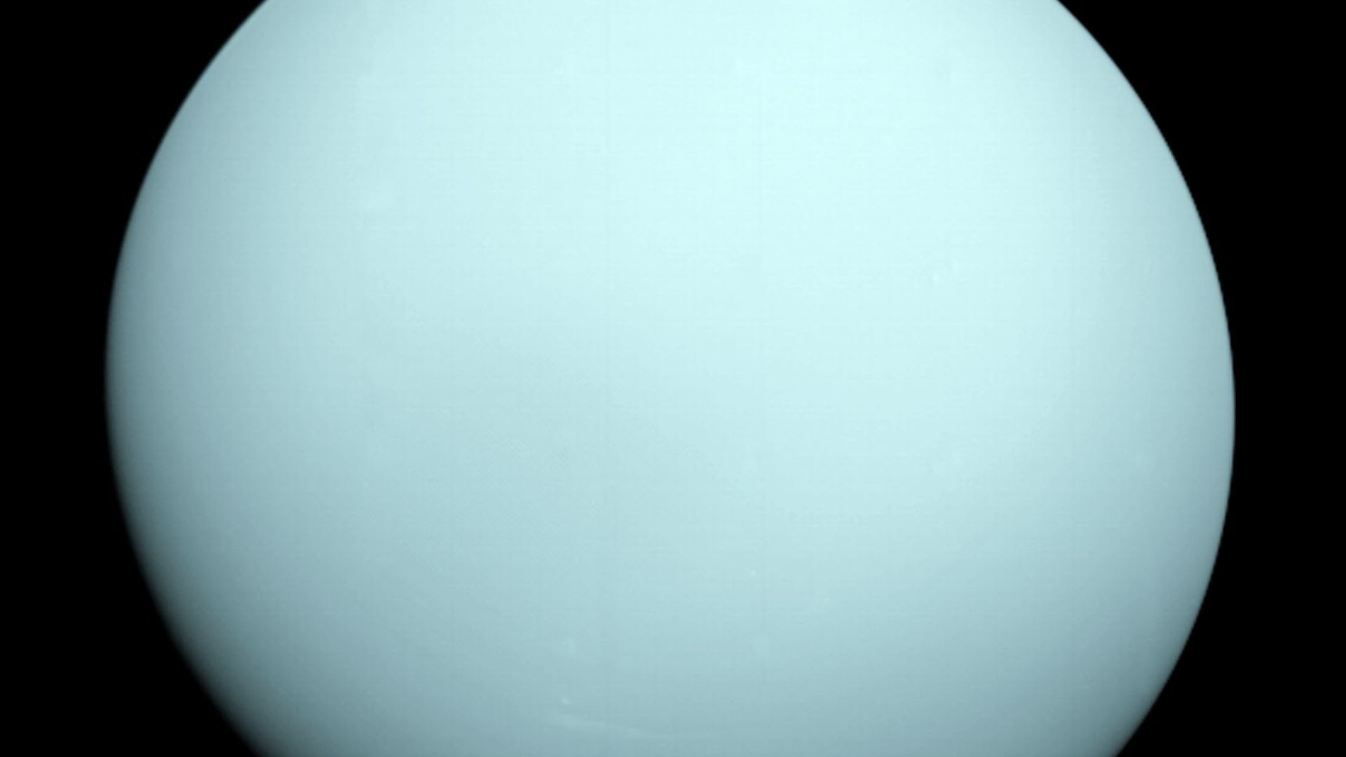 This is an image of the planet Uranus taken by the spacecraft Voyager 2 in 1986. See Uranus.jpg for how Uranus would appear in visible light.