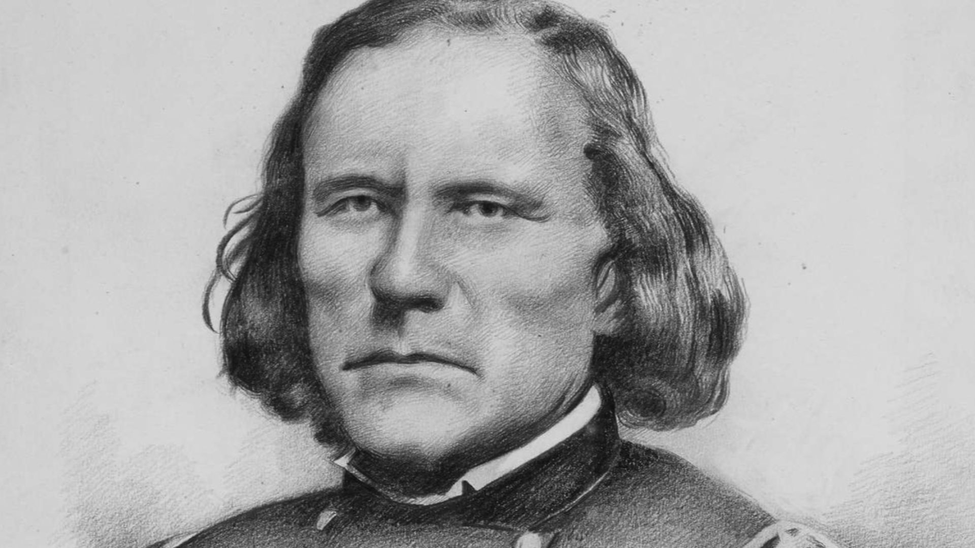 Kit Carson, 1863
pencil on paper
368 x 286 mm
signed b.r.: E.A. Burbank
inscribed b.l.: C. Carson, Late 1 Cavly NM Vols, Bvt Brig General