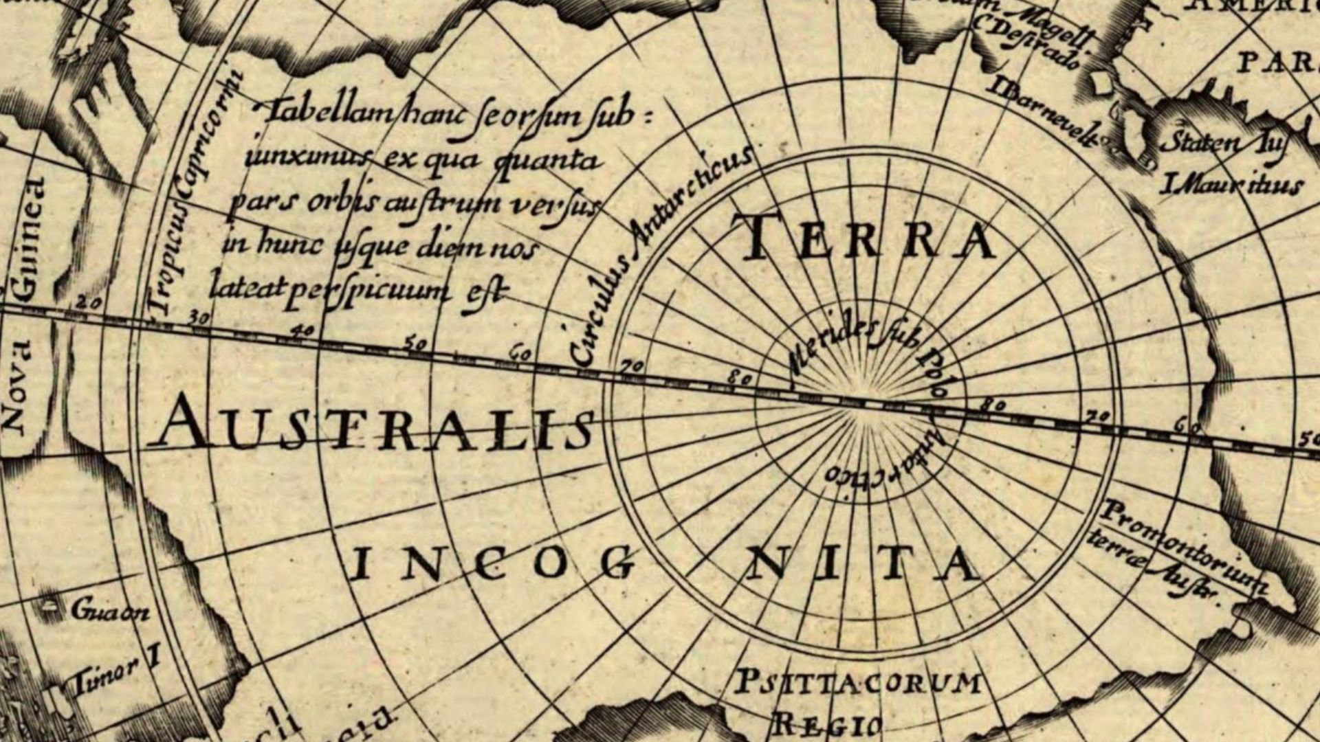 TERRA AUSTRALIS INCOGNITA, Hondius, 1618, pars tabulam AMERICA noviter delineata, auct. Jodoco Hondio, 1618; H. Picard fecit [1640].
